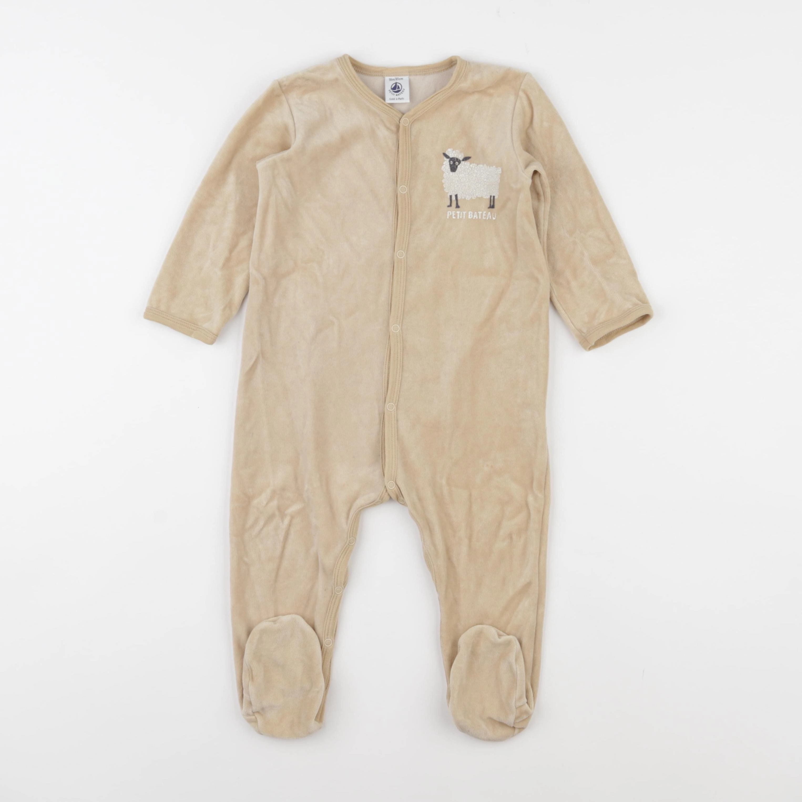 Petit Bateau - pyjama velours beige - 18 mois