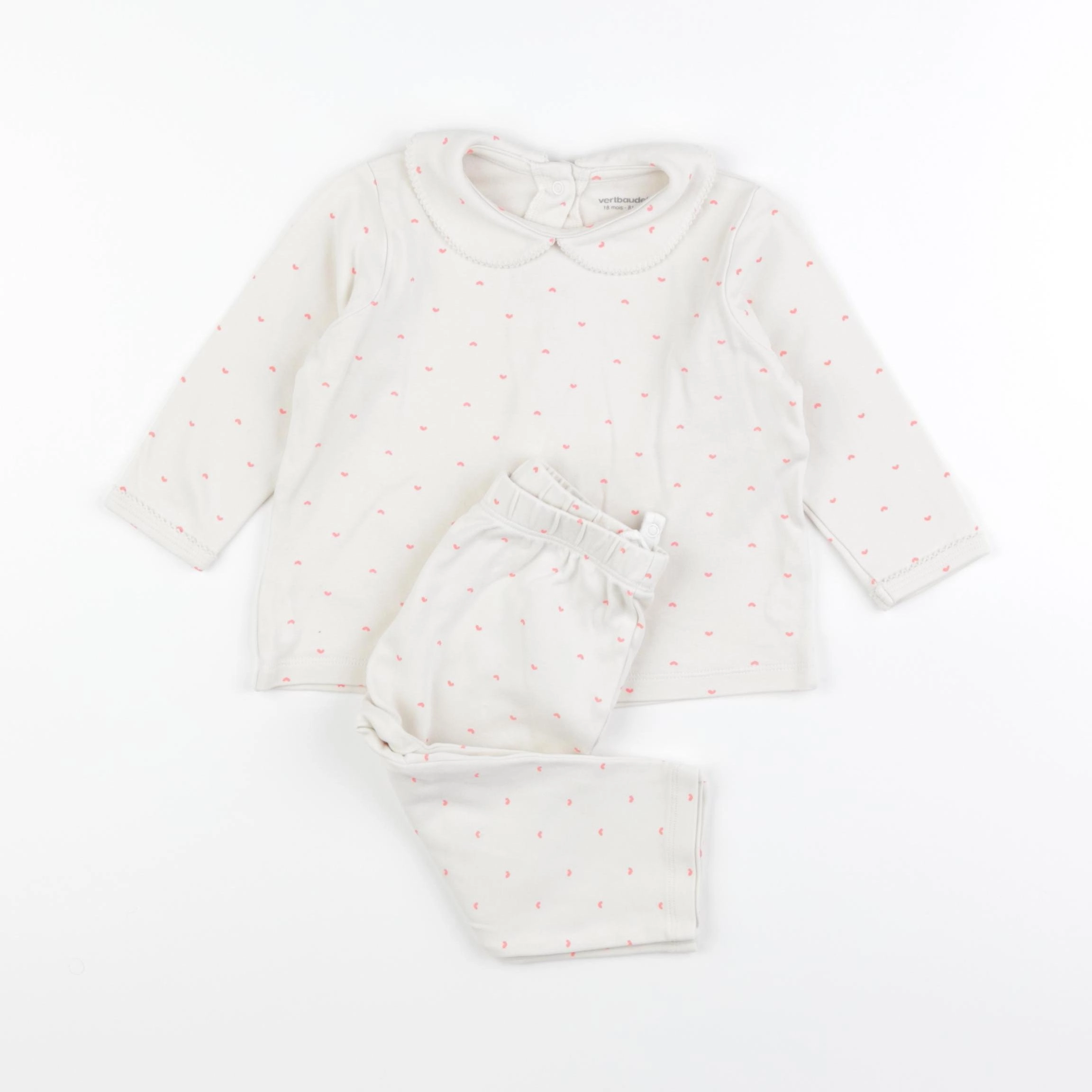 Vertbaudet - pyjama coton beige - 18 mois