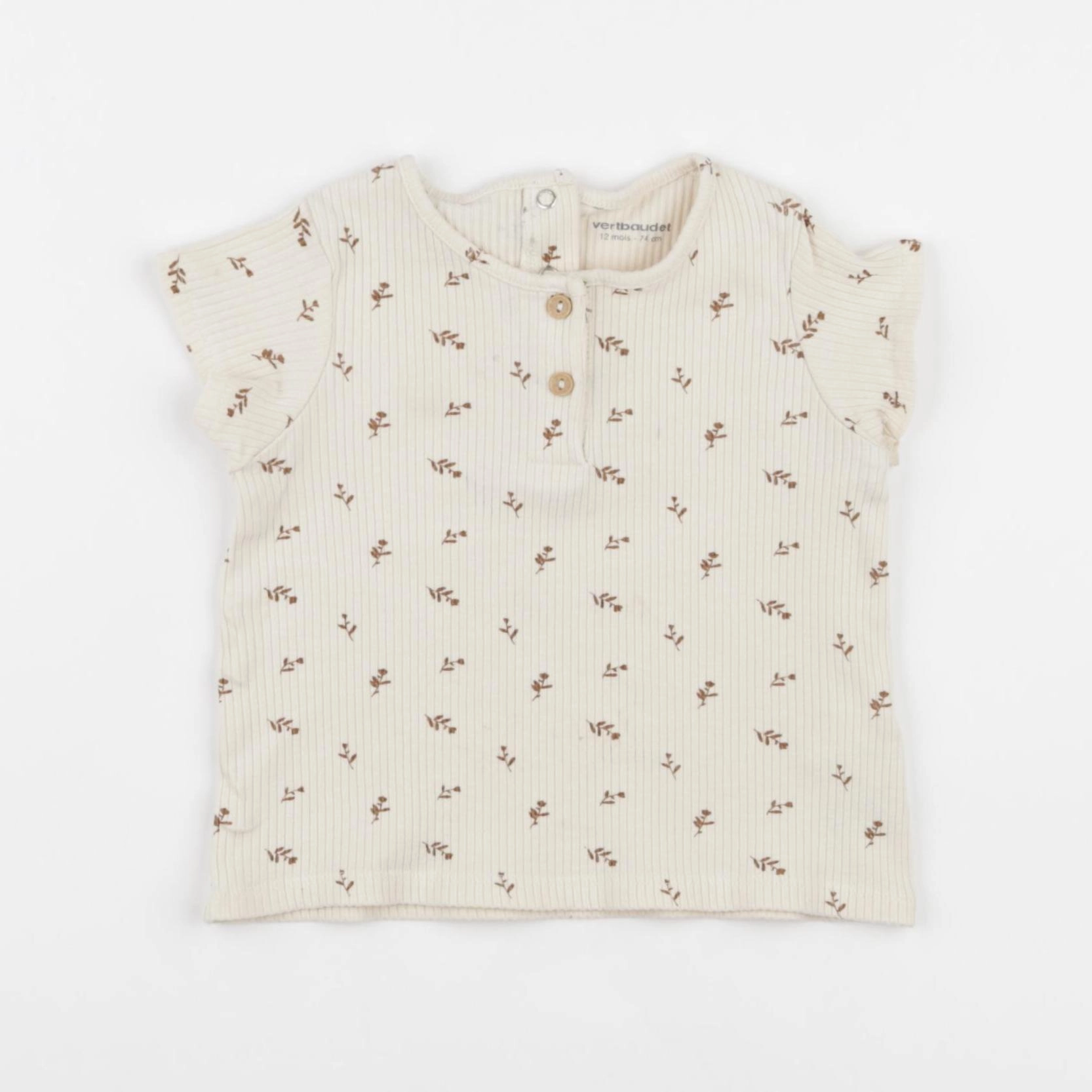 Vertbaudet - tee-shirt beige - 12 mois