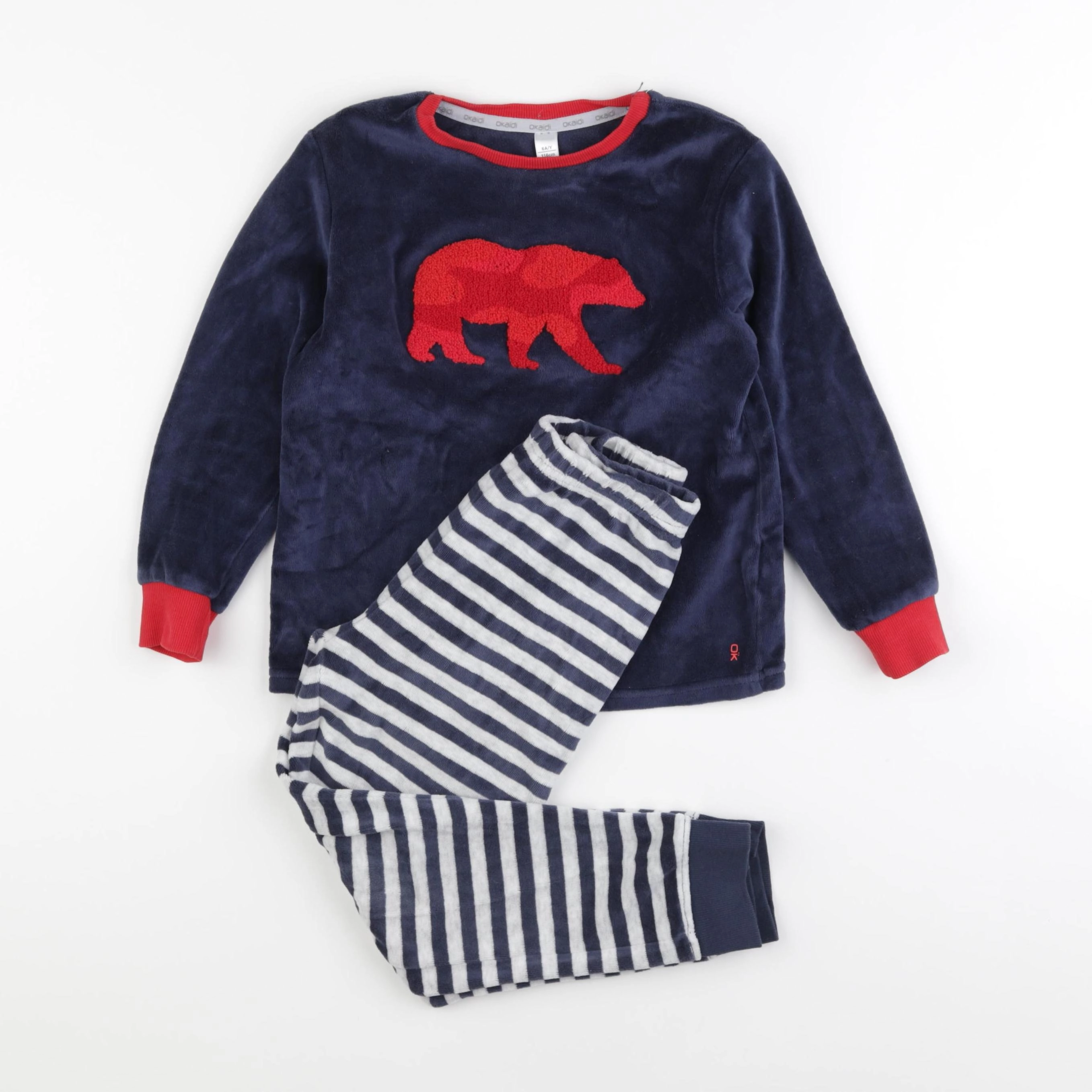 Okaidi - pyjama velours bleu - 6 ans