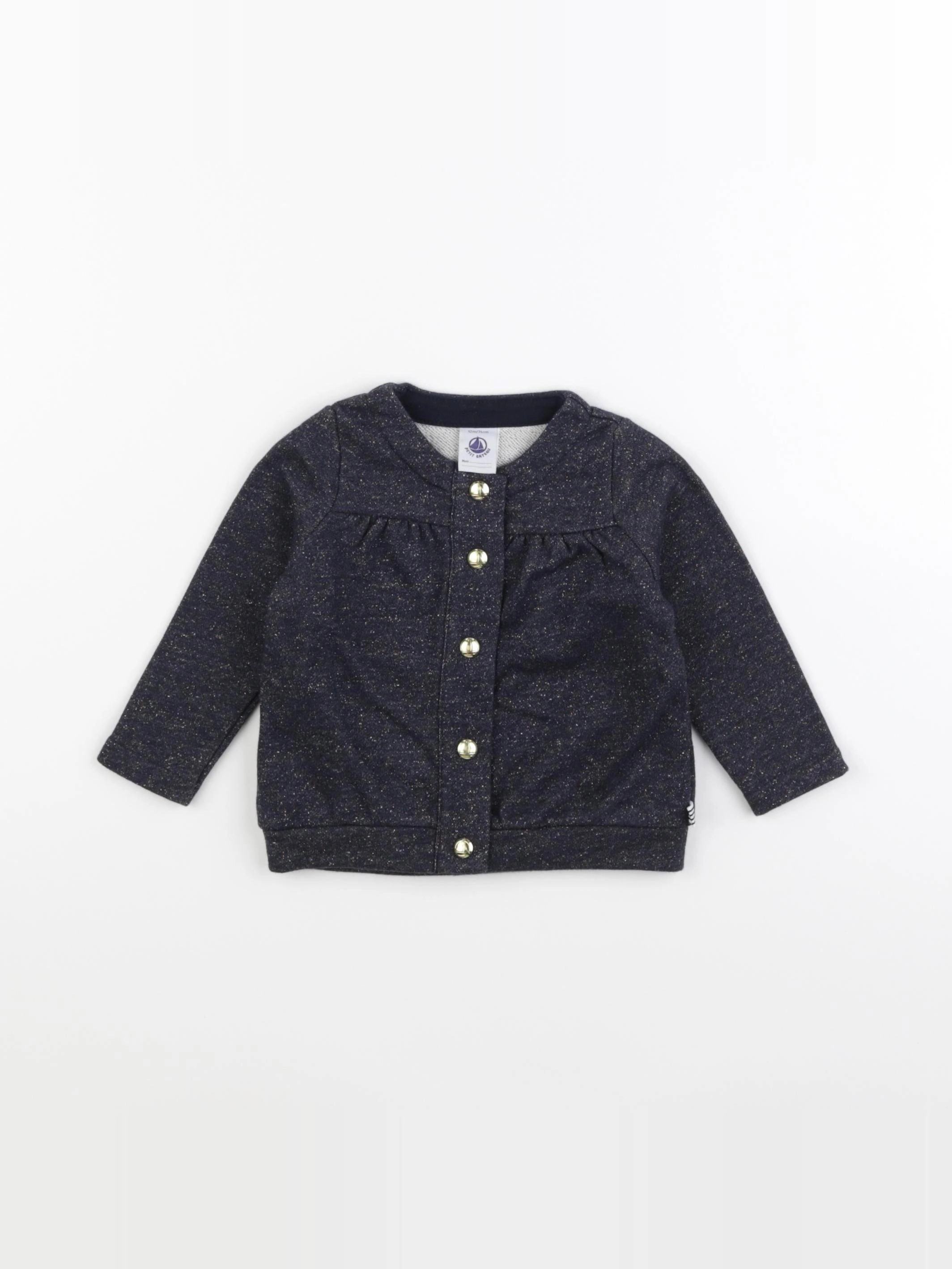 Petit Bateau - sweat bleu, or - 12 mois