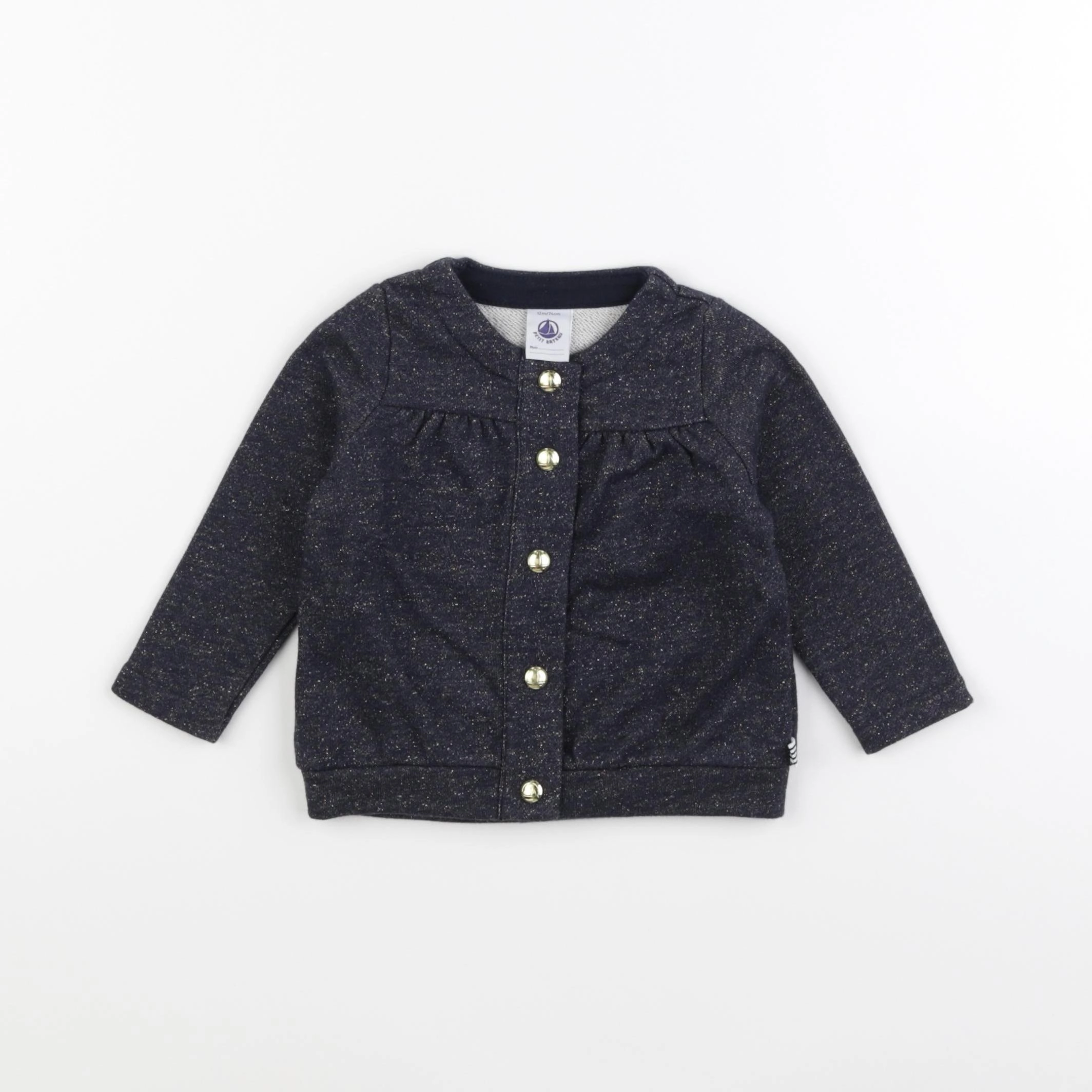 Petit Bateau - sweat bleu, or - 12 mois