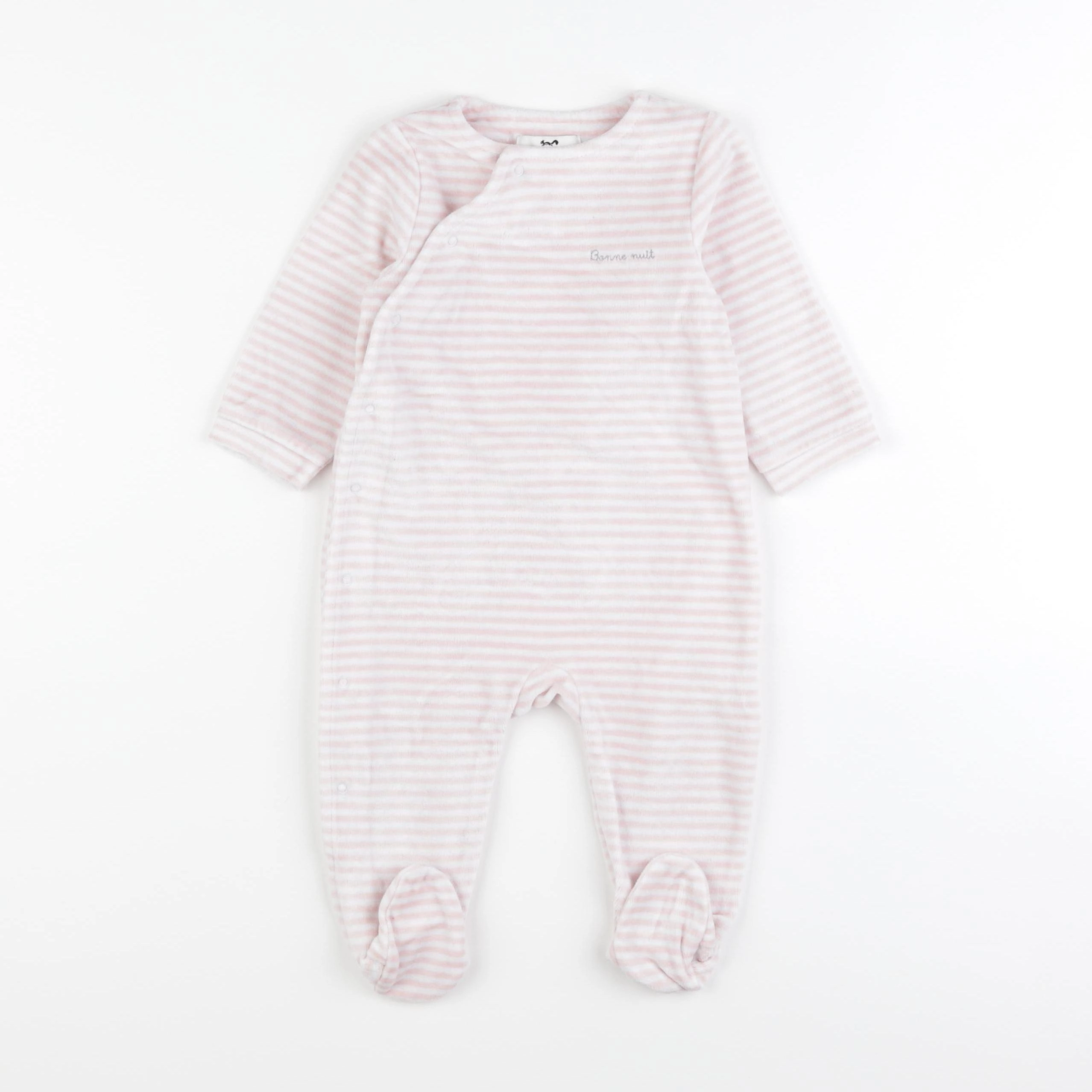 Cyrillus - pyjama velours blanc, rose - 12 mois