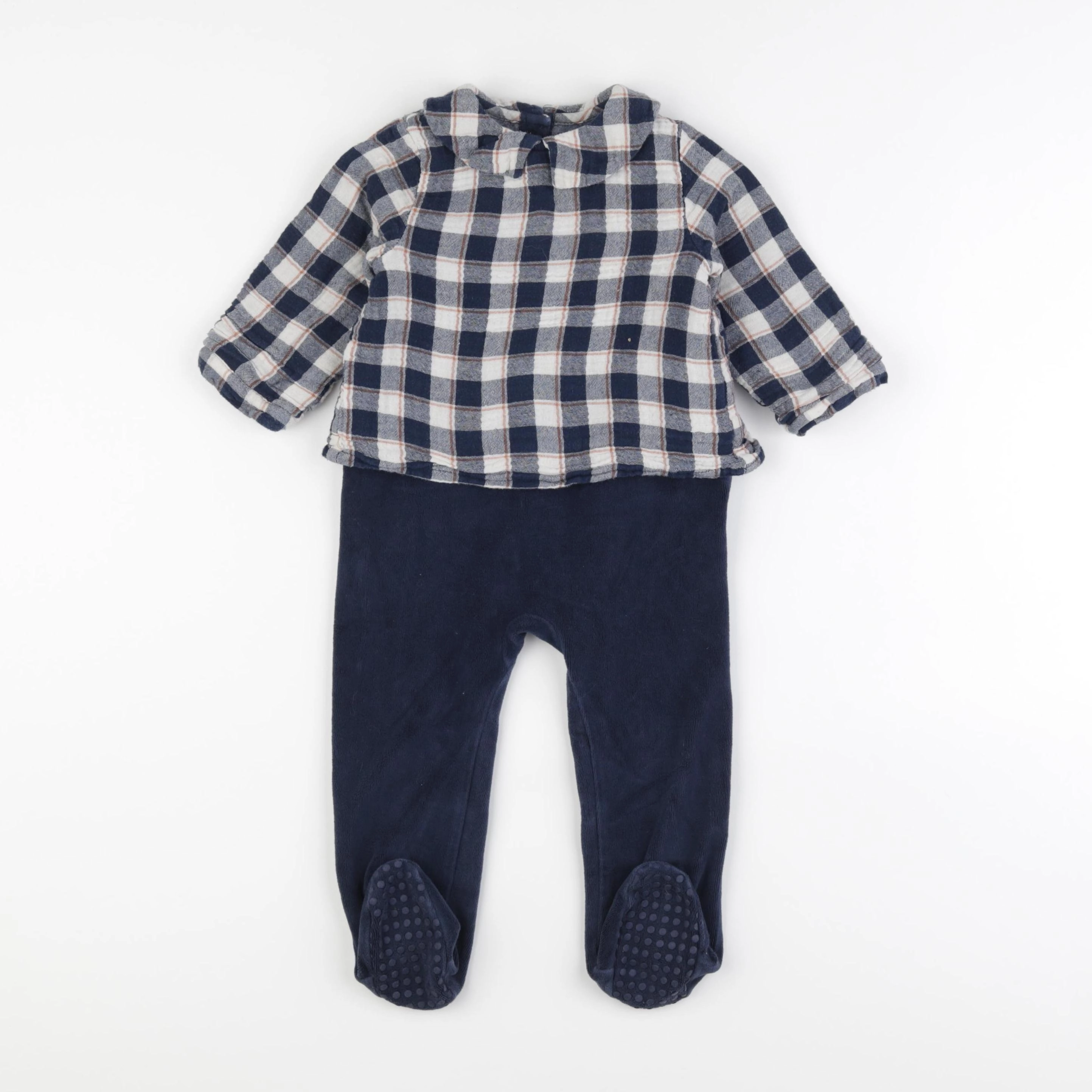 Vertbaudet - pyjama velours bleu - 18 mois