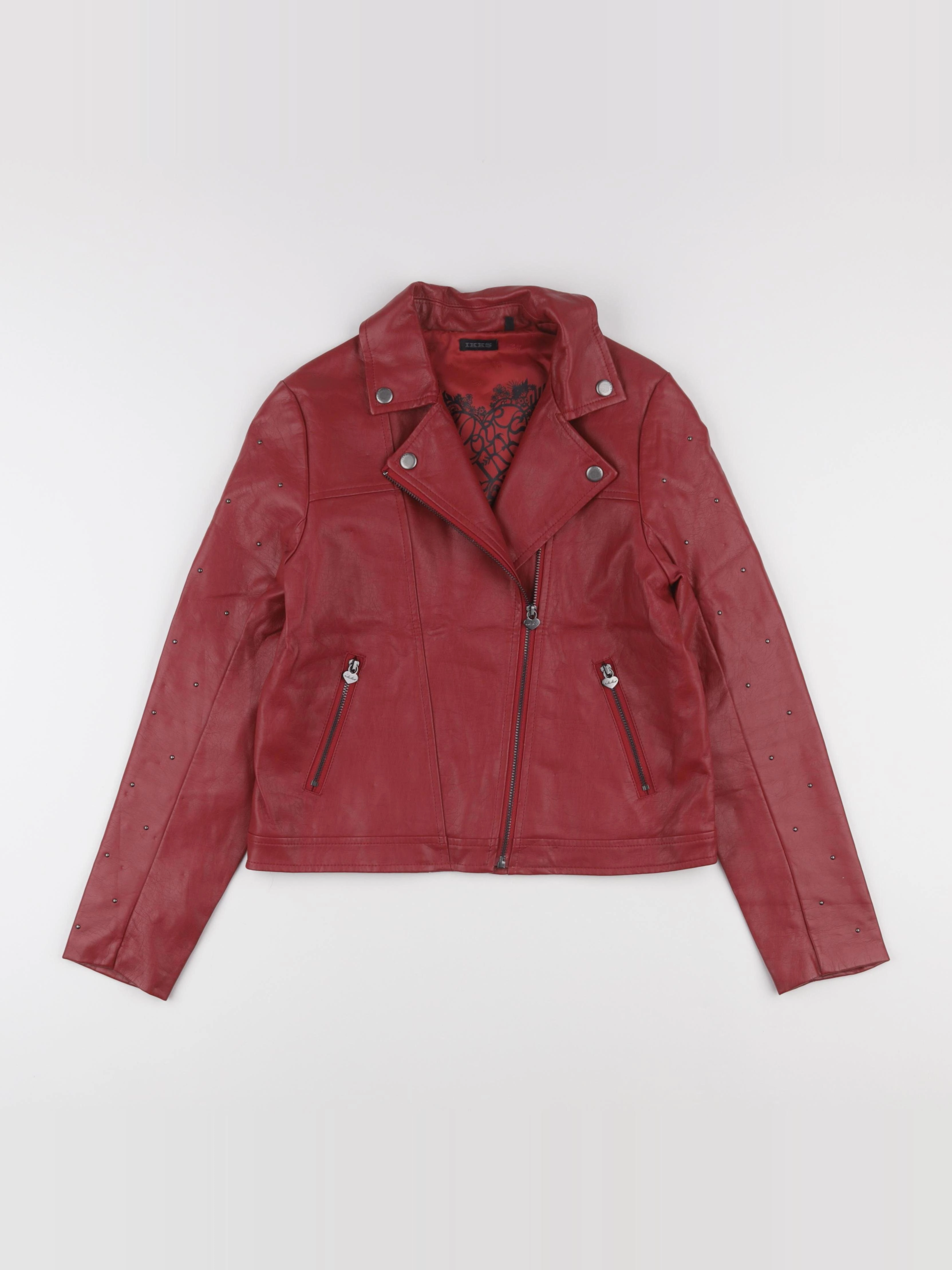 IKKS - veste simili cuir rouge - 12 ans