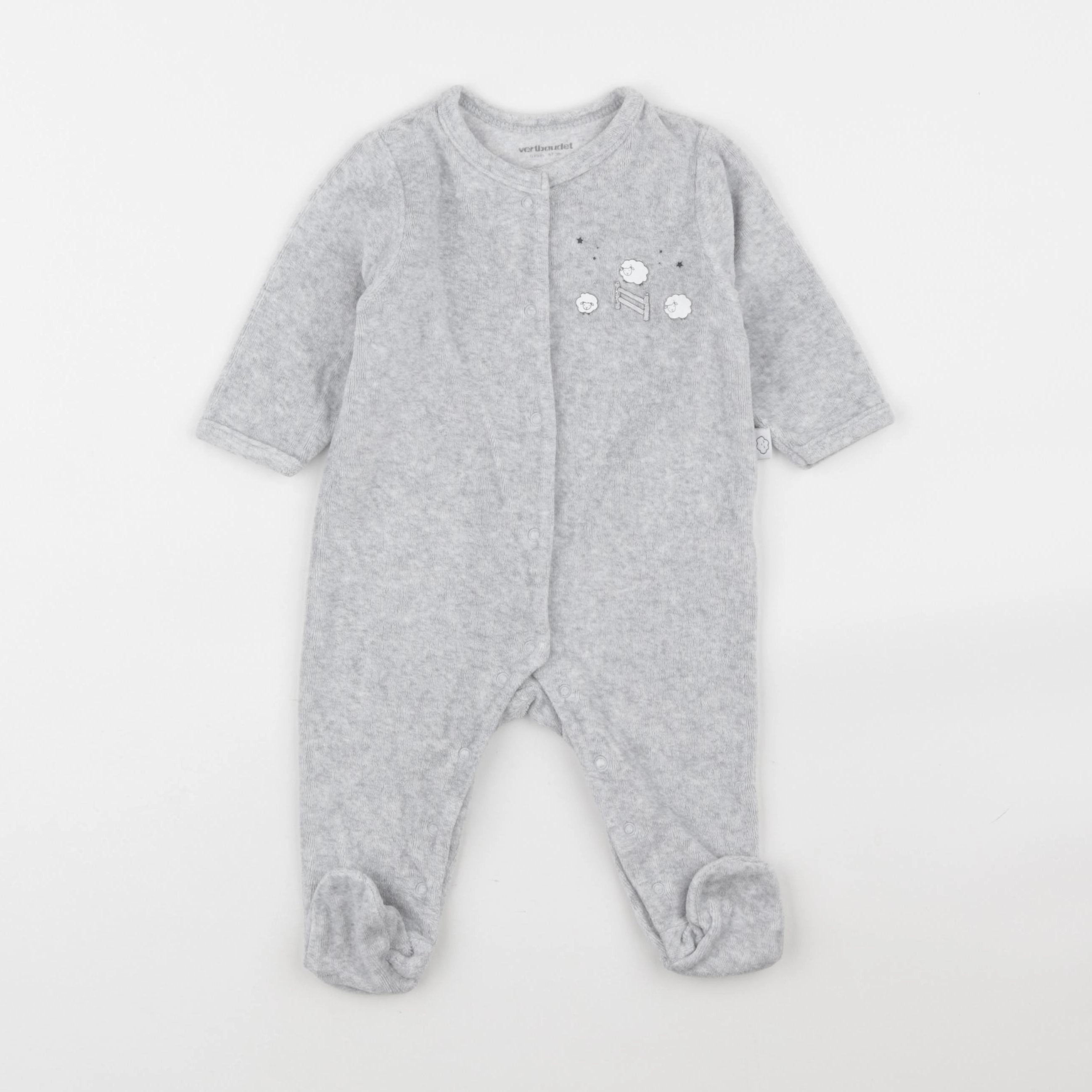 Vertbaudet - pyjama velours gris - 6 mois