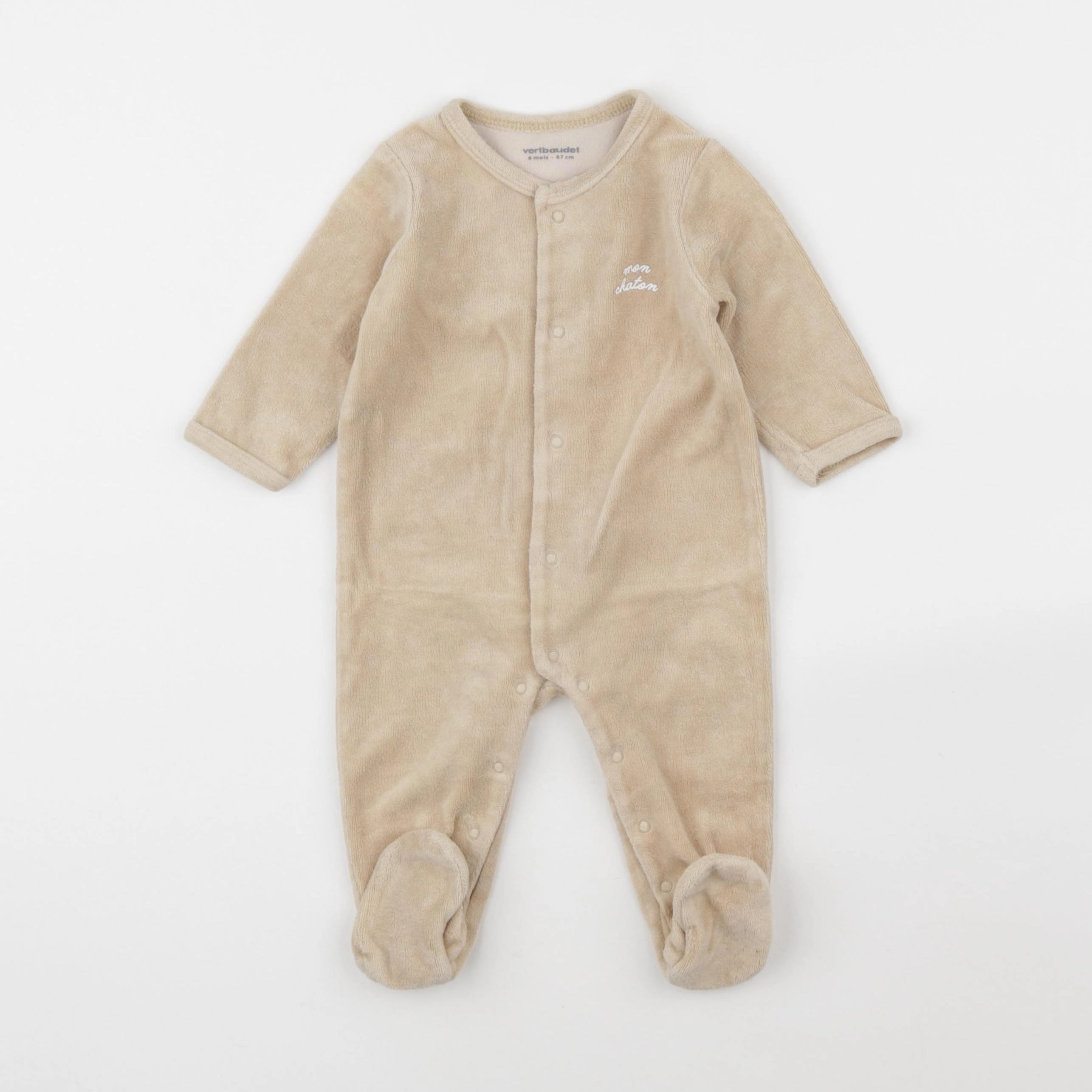 Vertbaudet - pyjama velours marron - 6 mois
