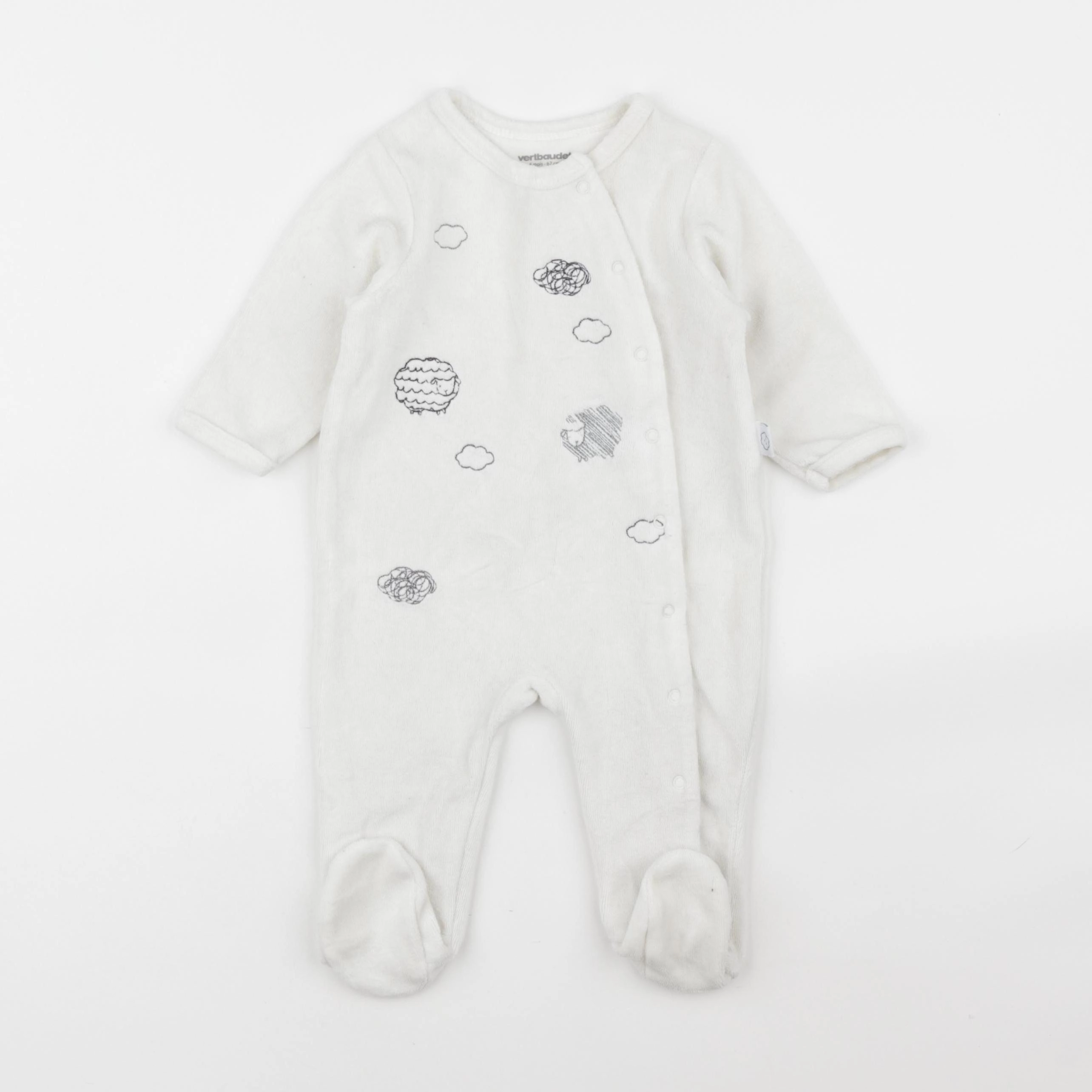 Vertbaudet - pyjama velours blanc - 6 mois