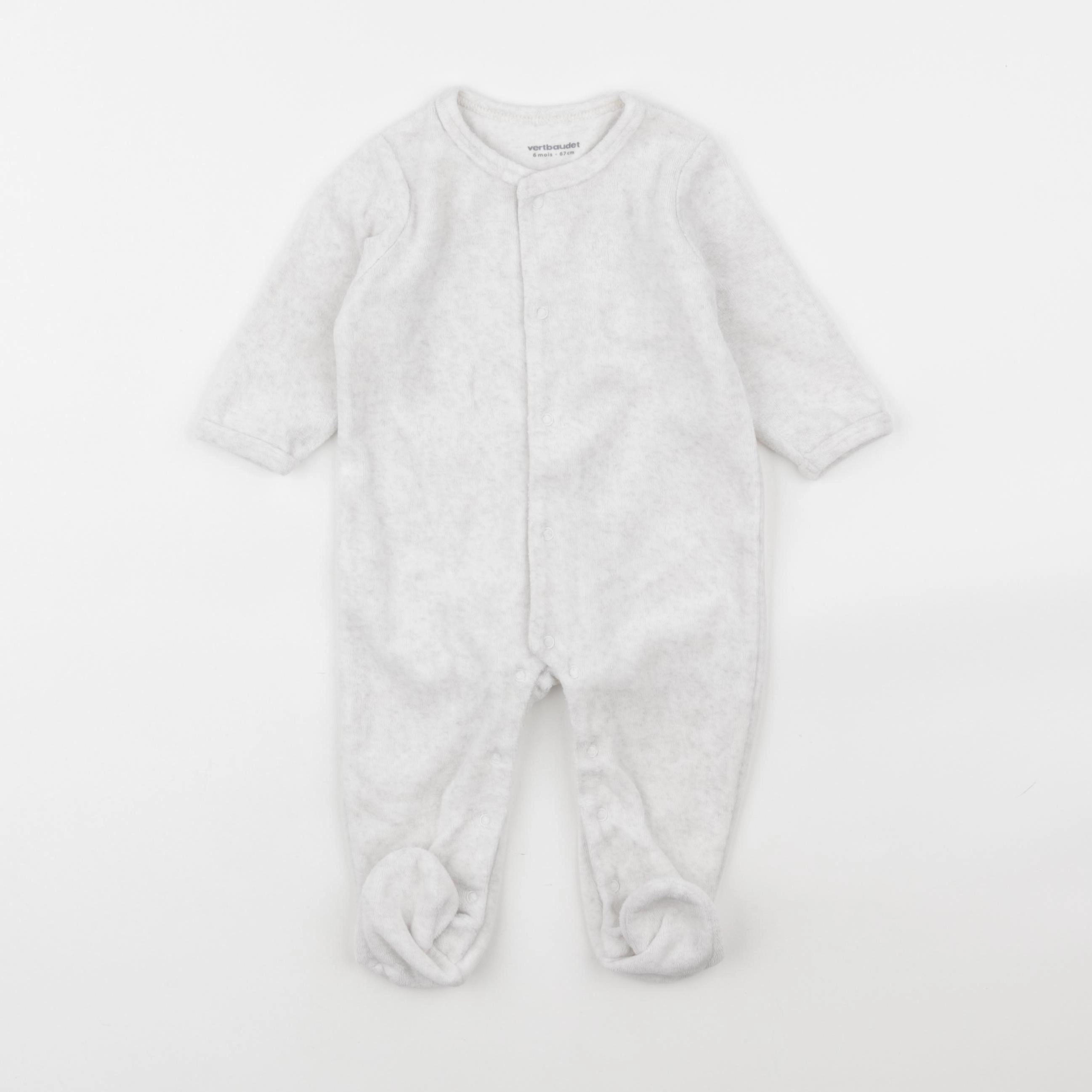 Vertbaudet - pyjama velours gris - 6 mois