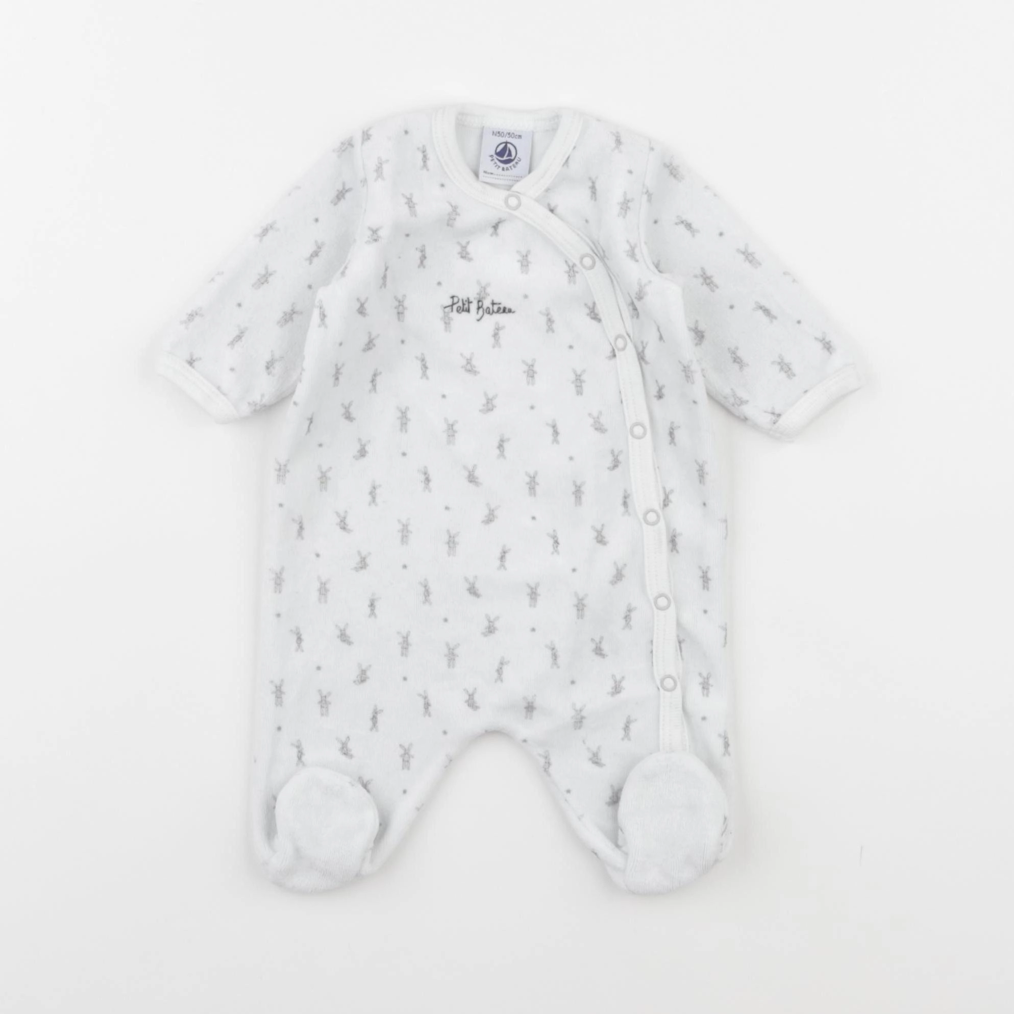 Petit Bateau - pyjama velours blanc - 0 mois