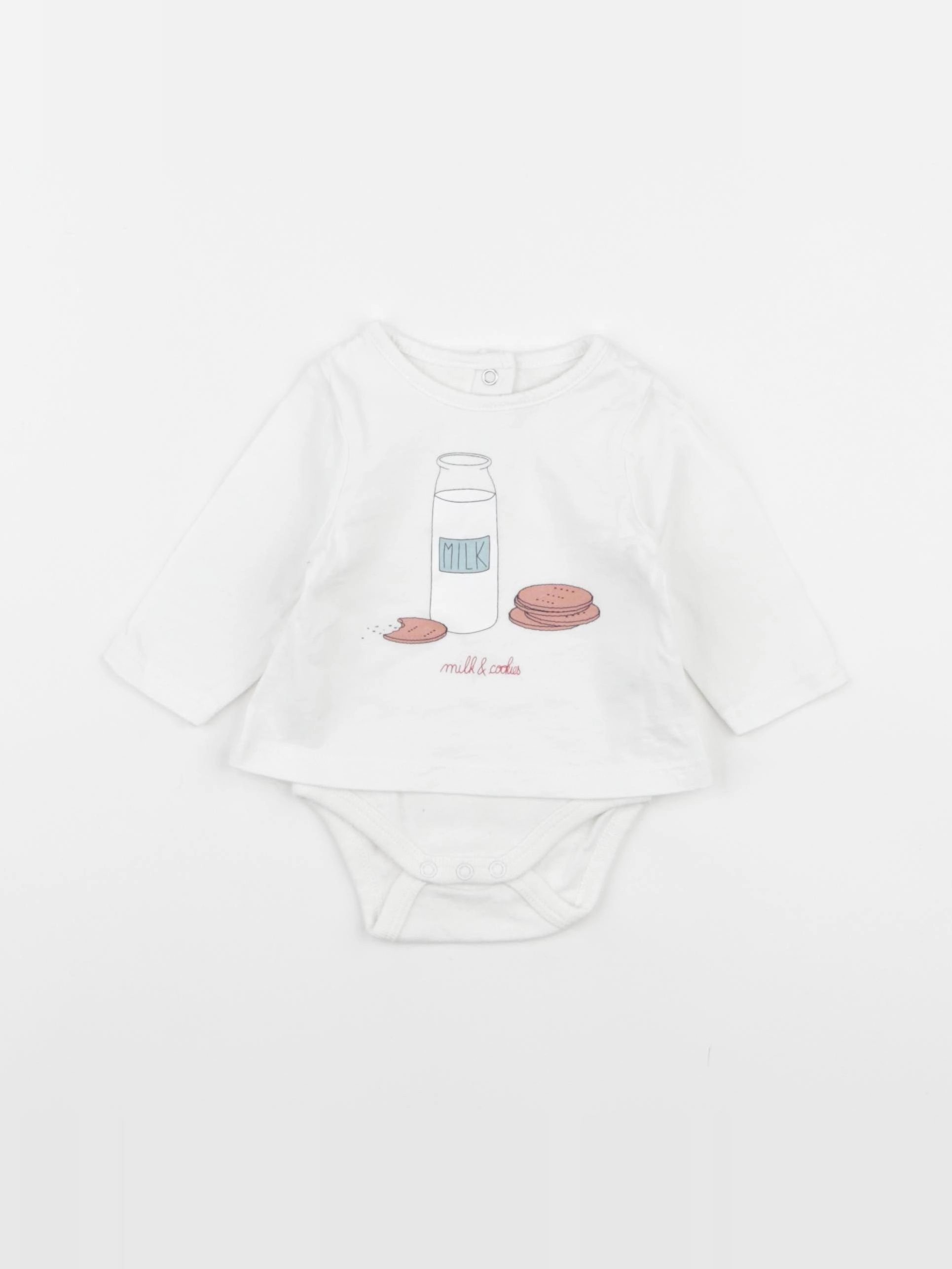 Vertbaudet - body tee-shirt blanc - 1 mois