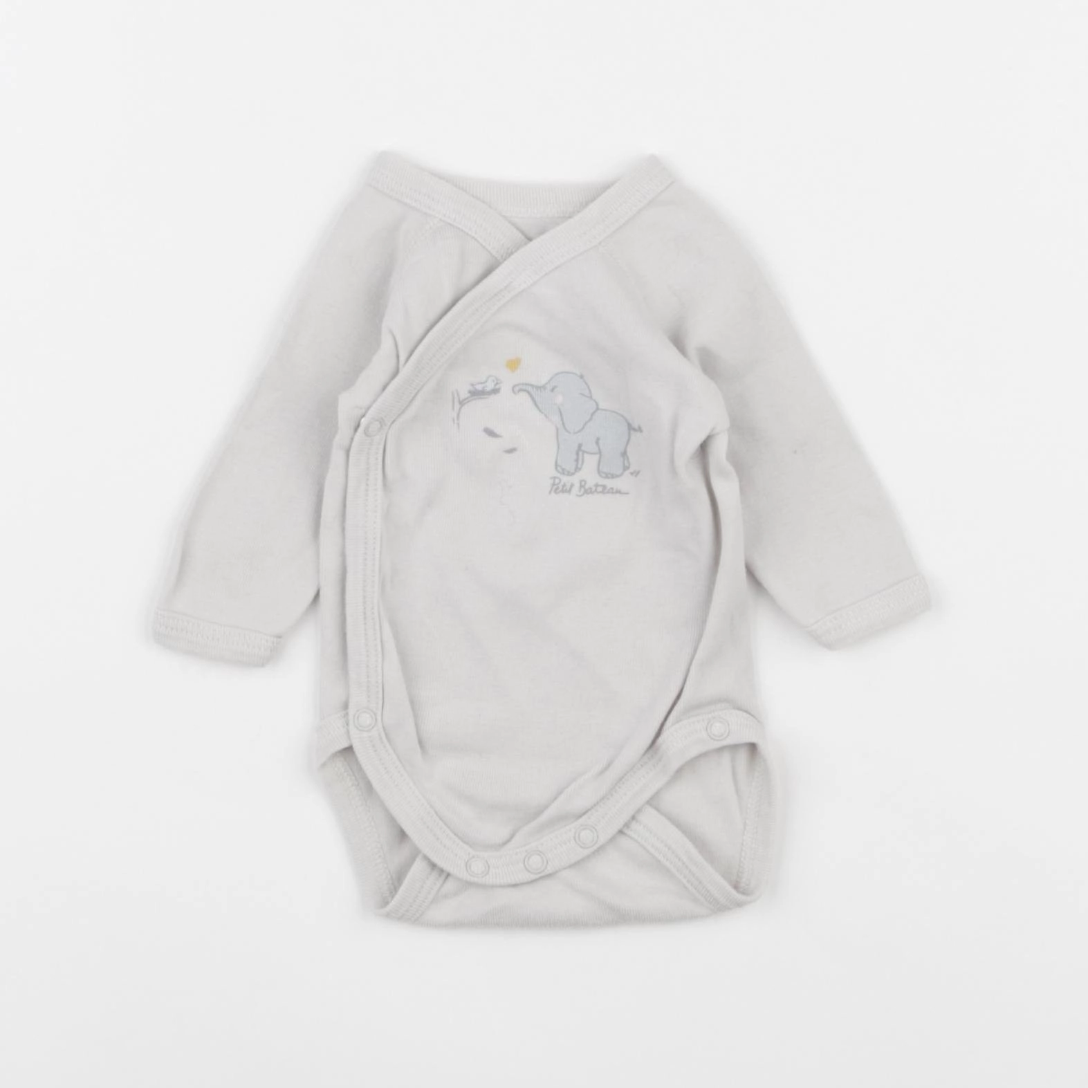 Petit Bateau - body gris - 0 mois