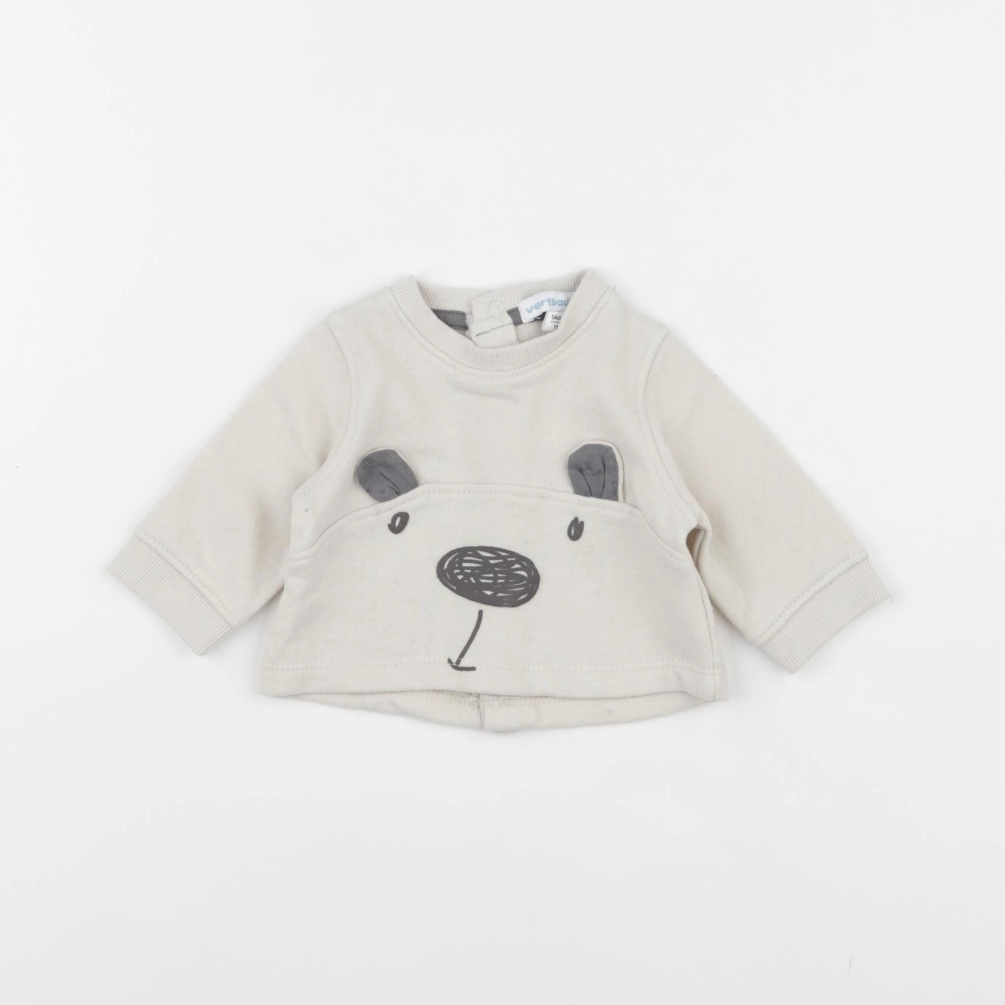 Vertbaudet - sweat beige - 1 mois