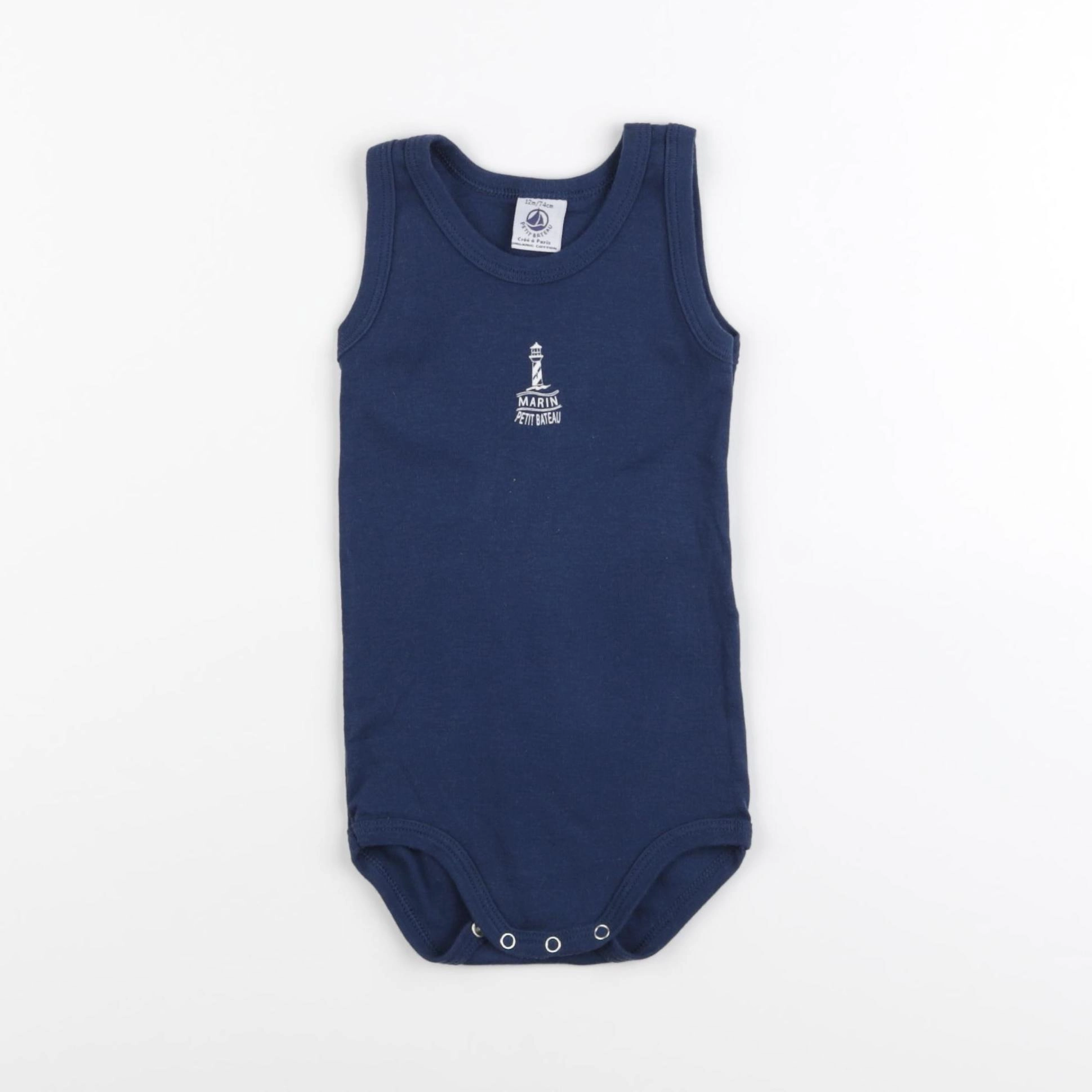 Petit Bateau - body bleu - 12 mois