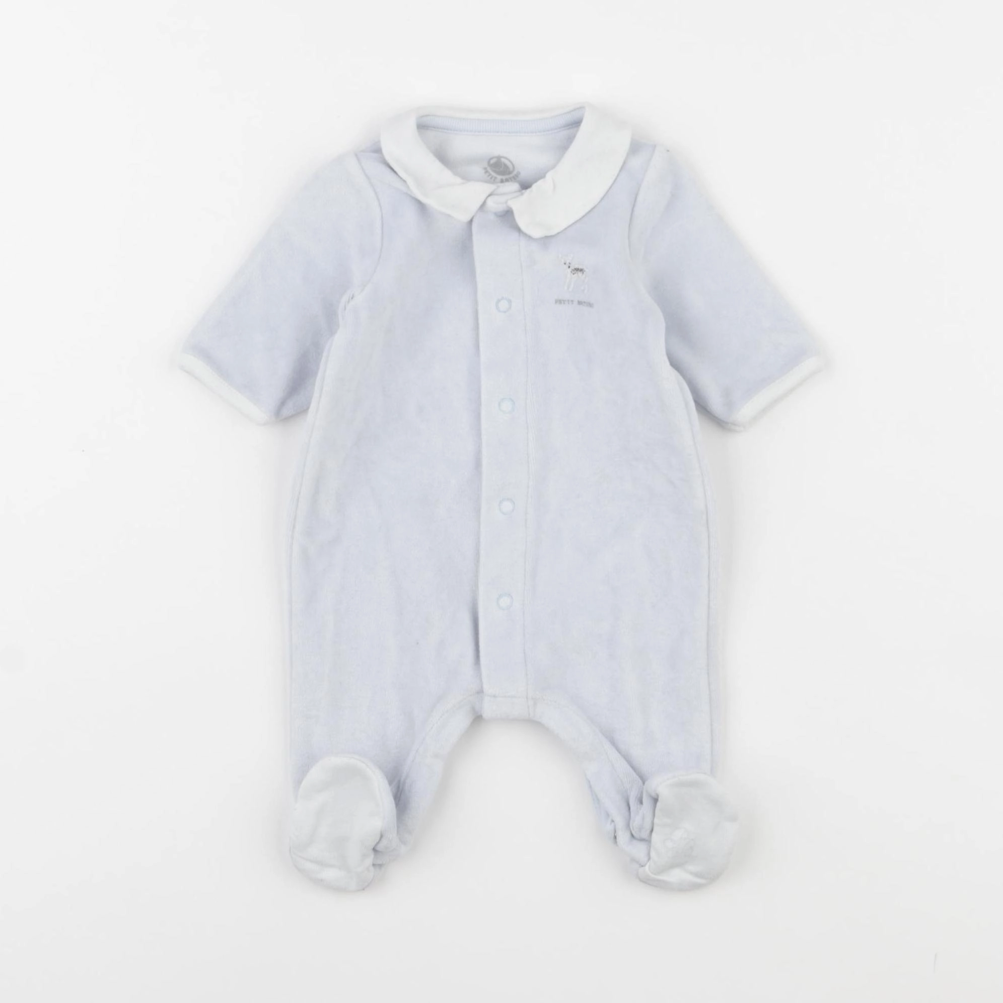Petit Bateau - pyjama velours bleu - 0 mois