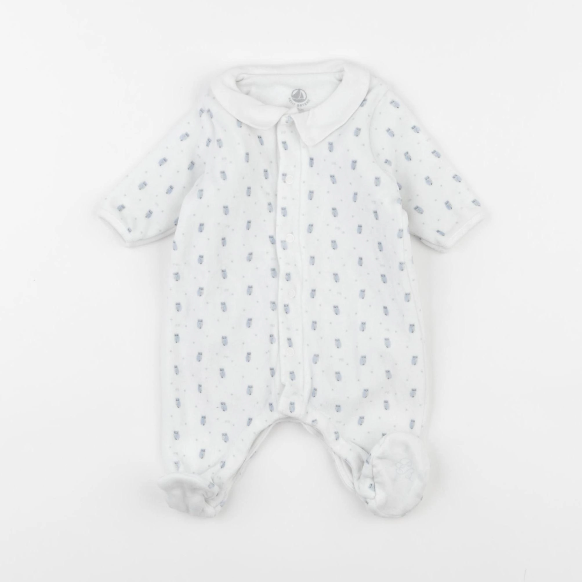 Petit Bateau - pyjama velours blanc - 0 mois