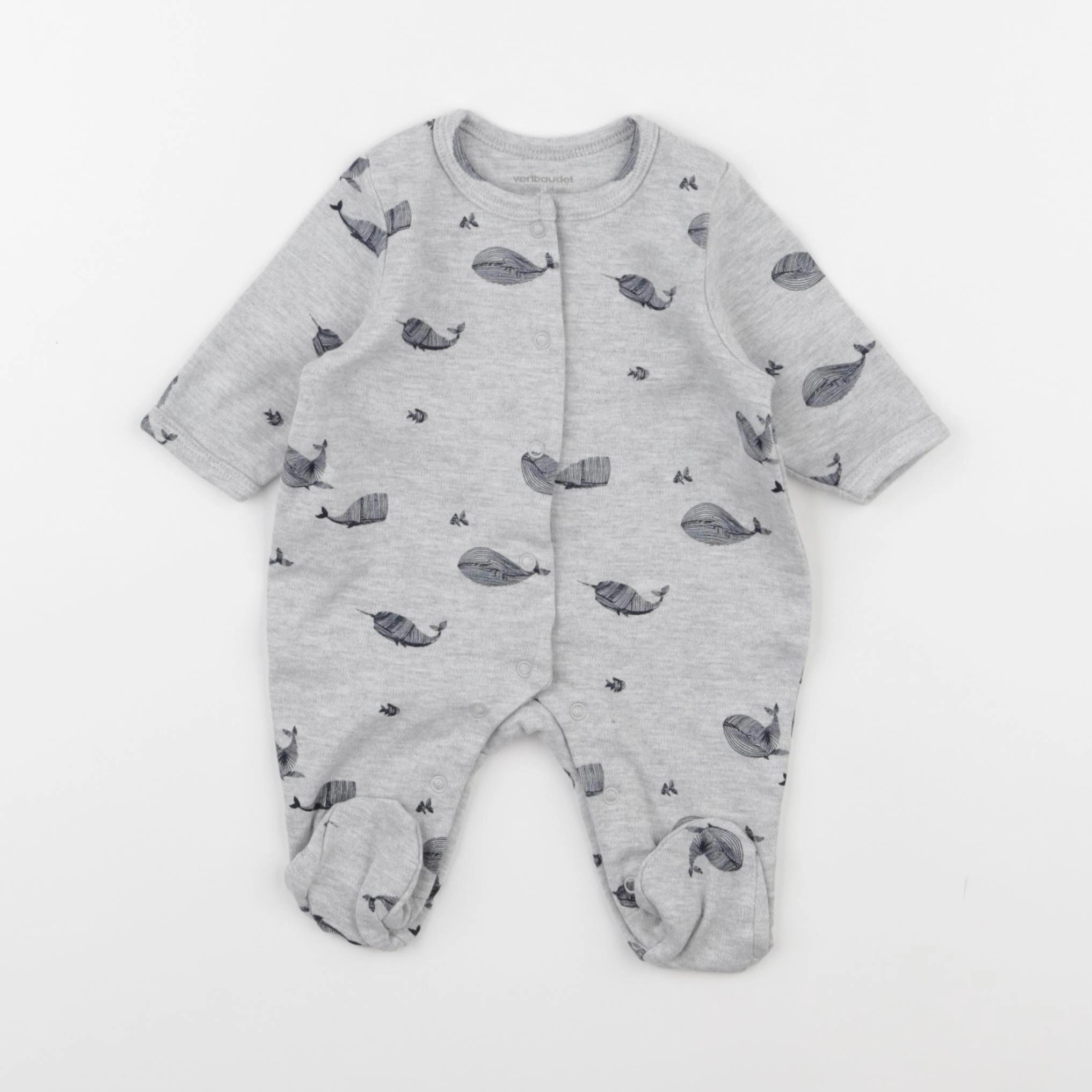 Vertbaudet - pyjama coton gris - 1 mois