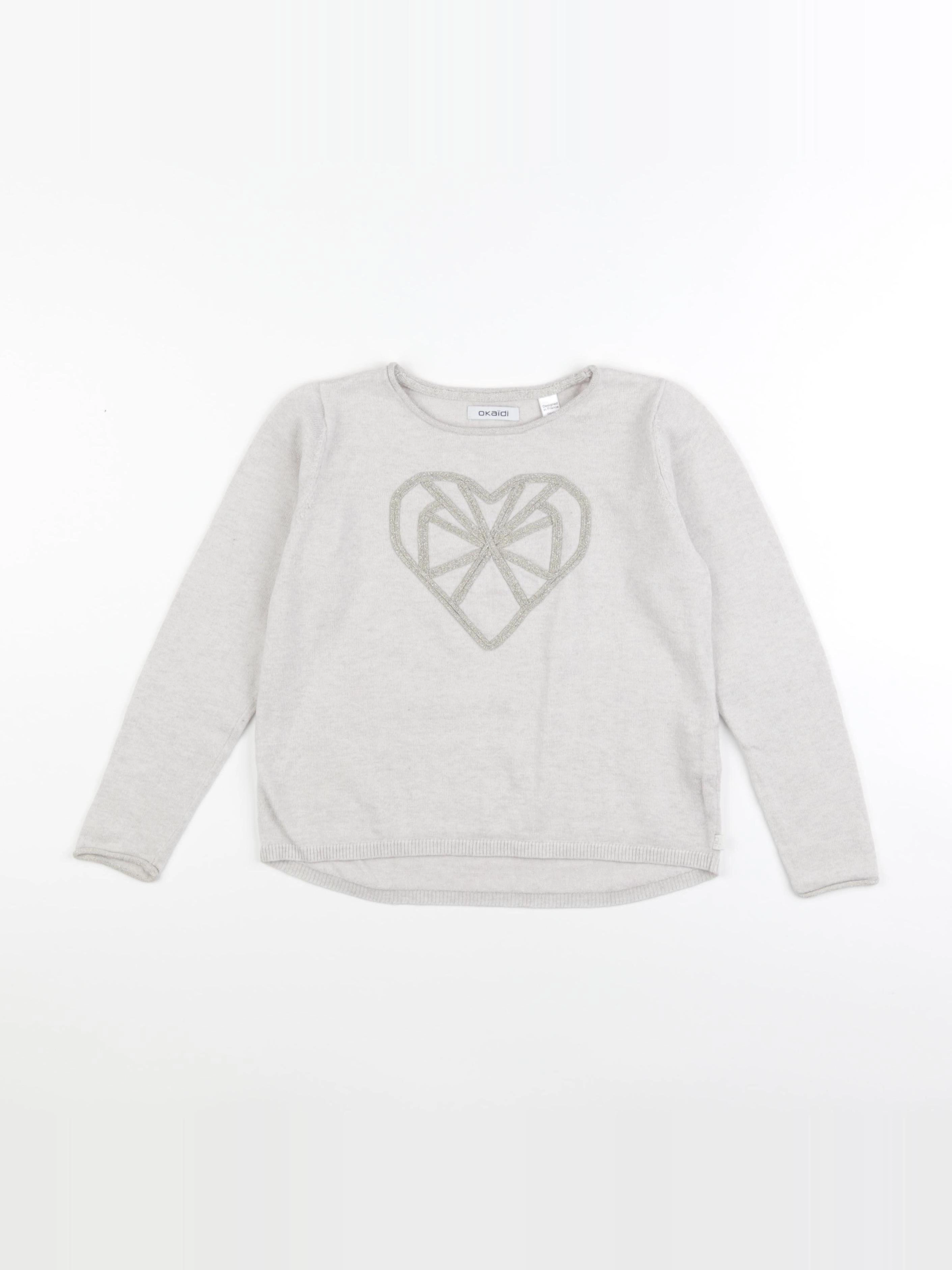 Okaidi - pull beige, or - 8 ans