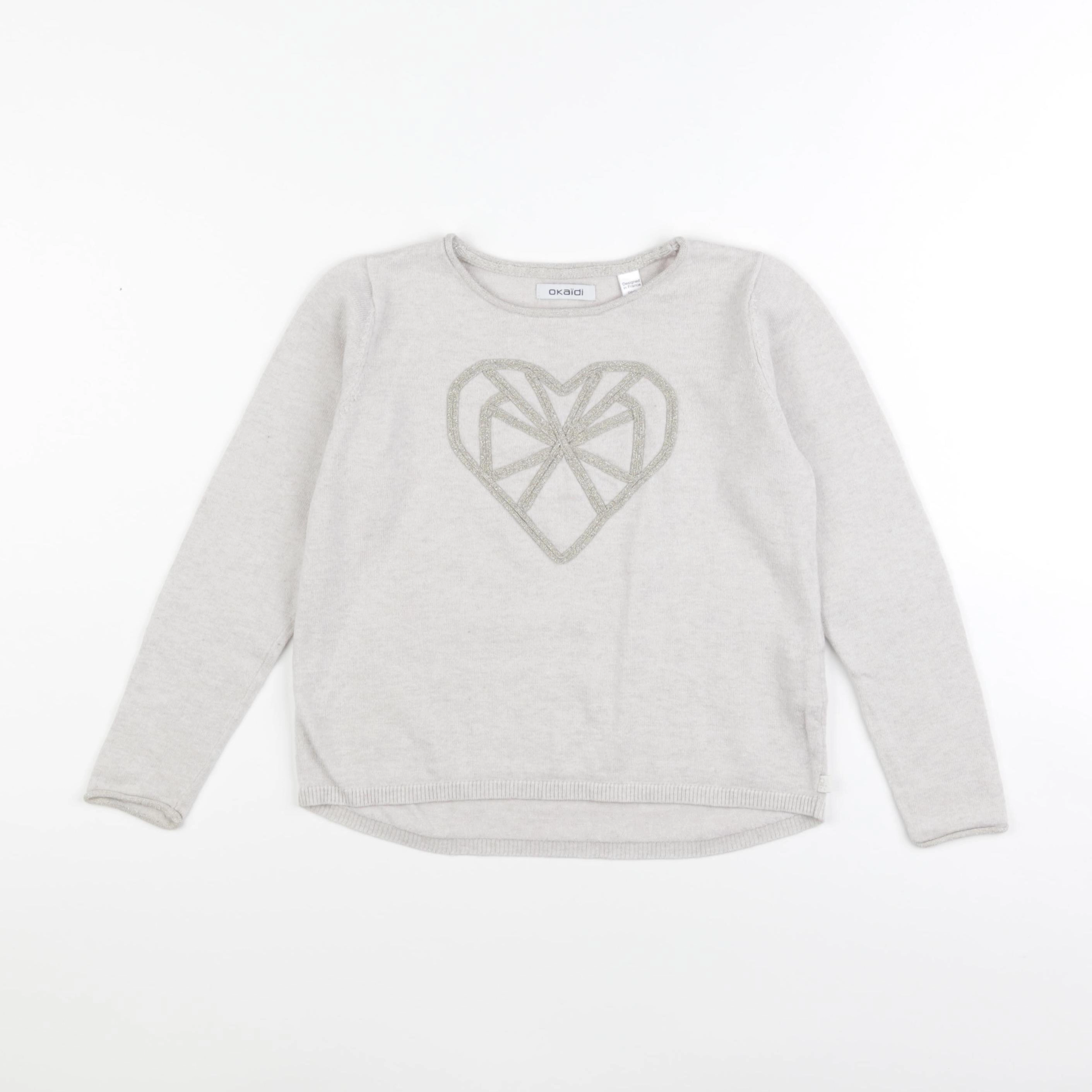 Okaidi - pull beige, or - 8 ans
