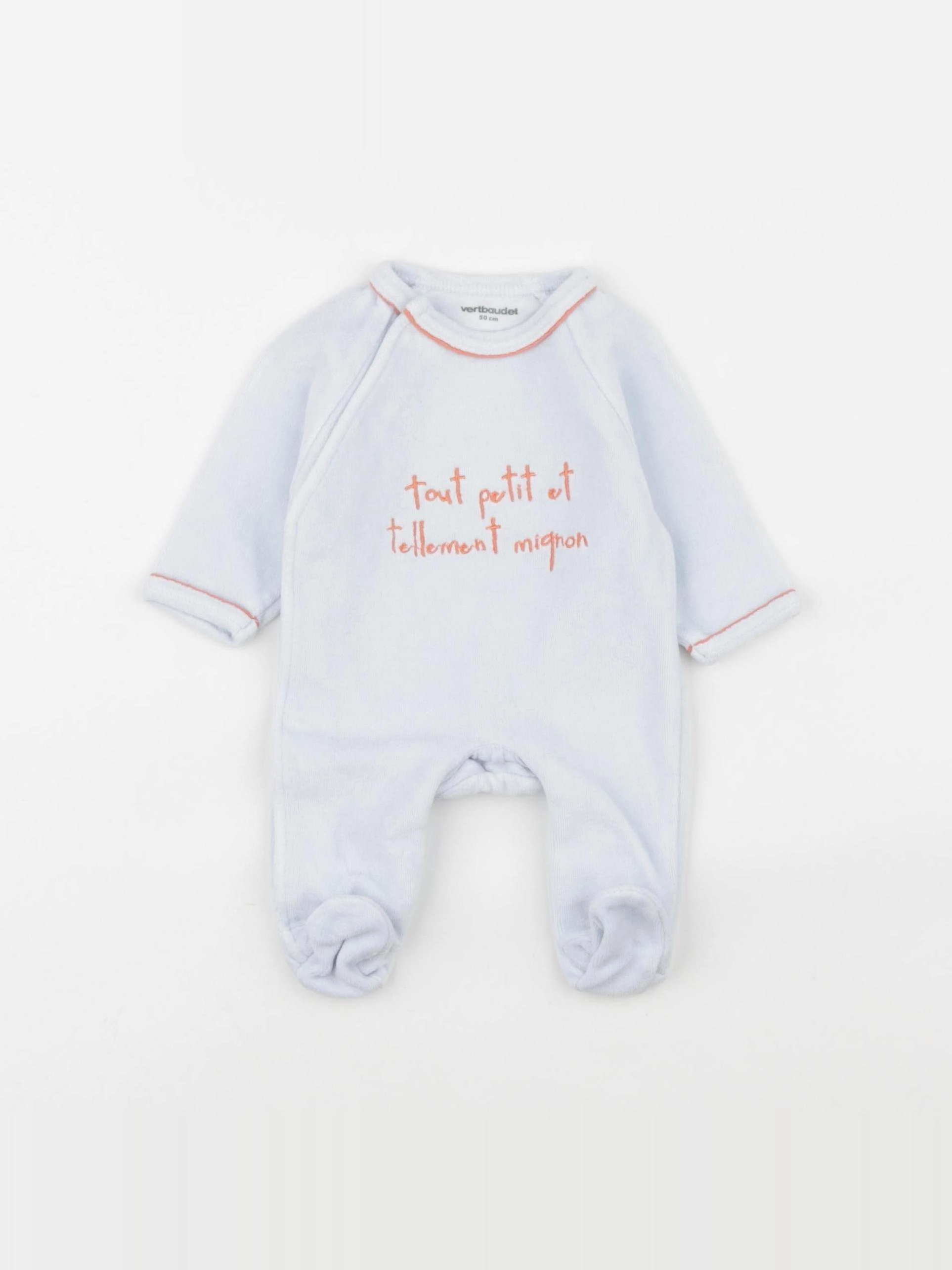 Vertbaudet - pyjama velours bleu - 0 mois