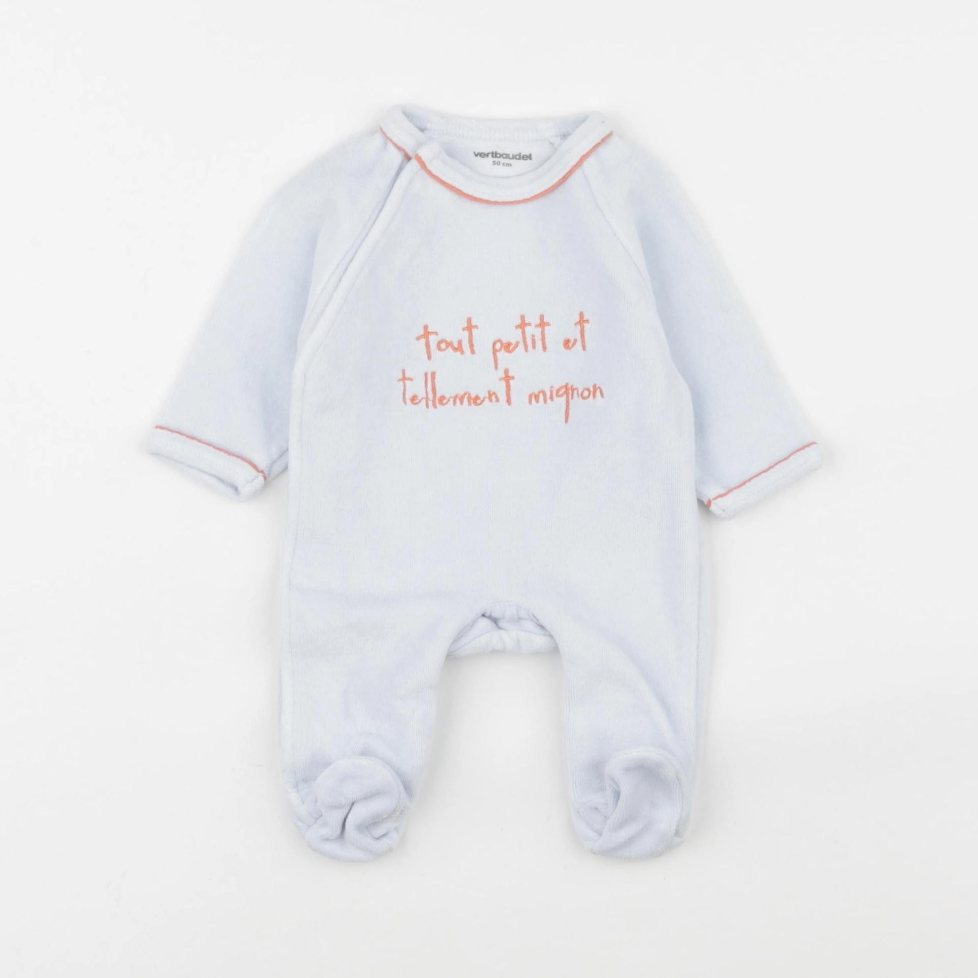 Vertbaudet - pyjama velours bleu - 0 mois