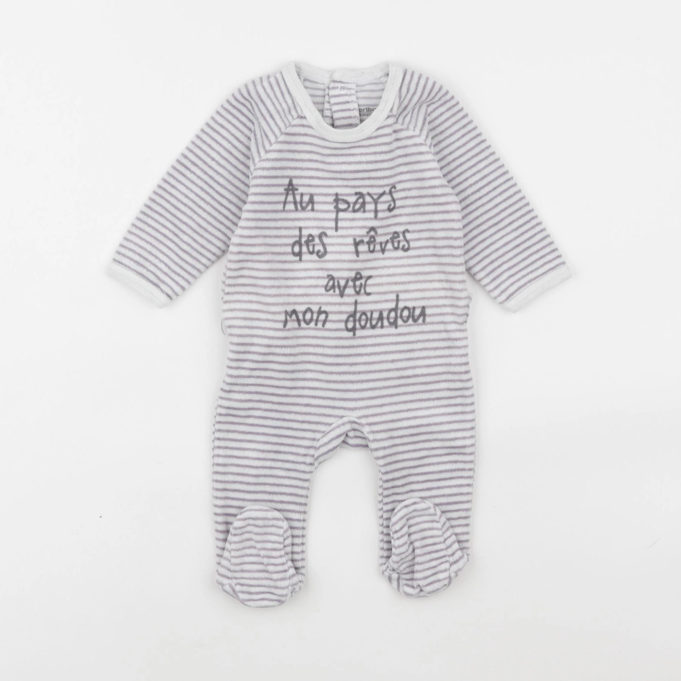 Vertbaudet - pyjama velours gris - 3 mois