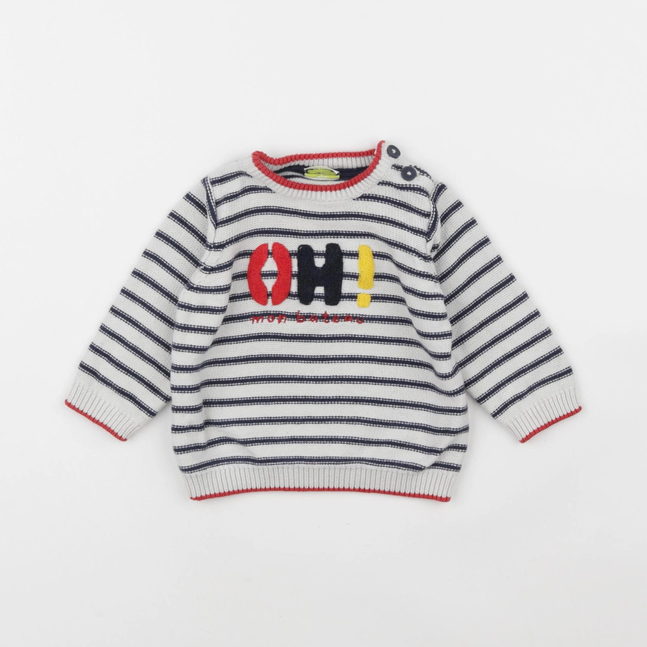 Tape à l'oeil - pull blanc, bleu - 6 mois