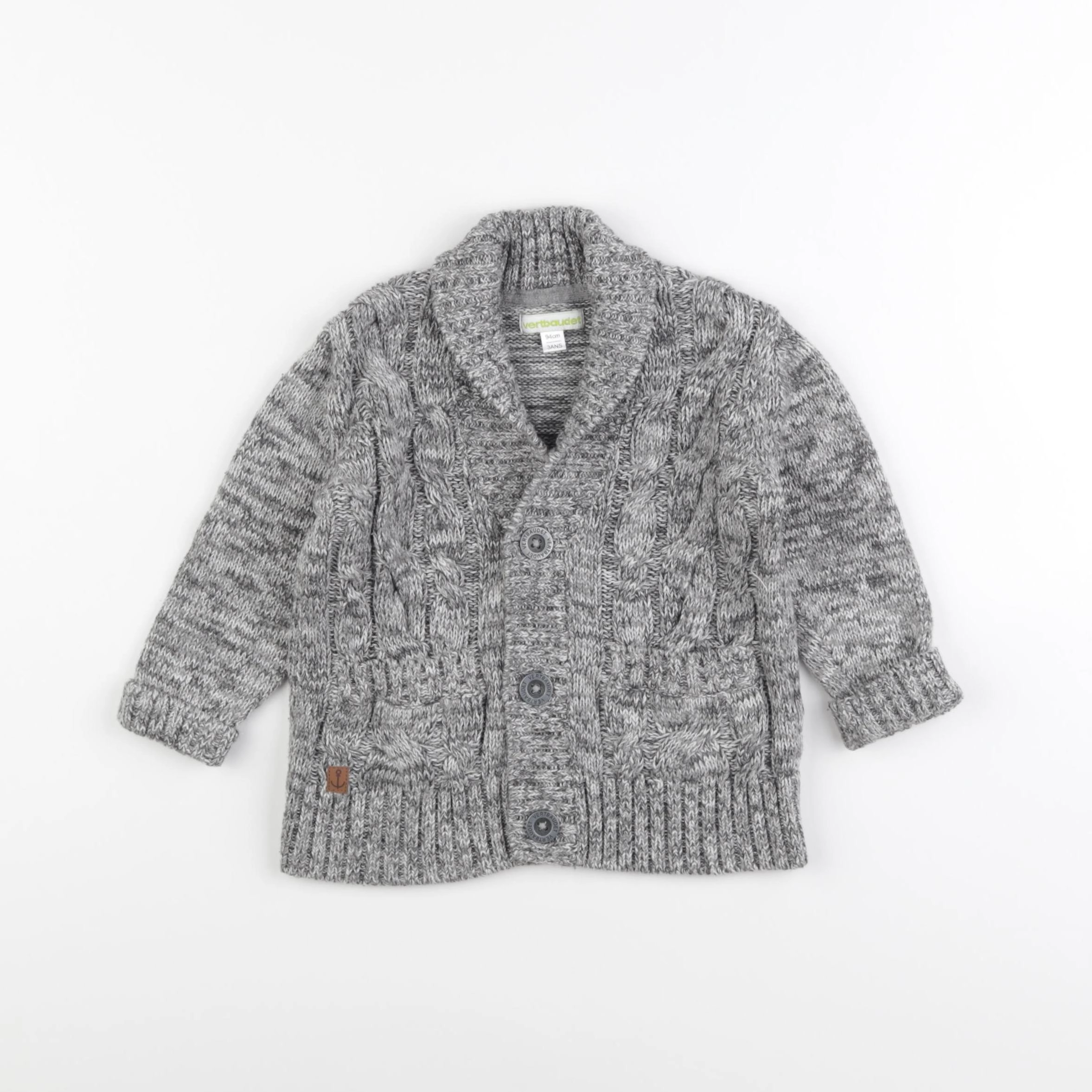 Vertbaudet - gilet gris - 3 ans