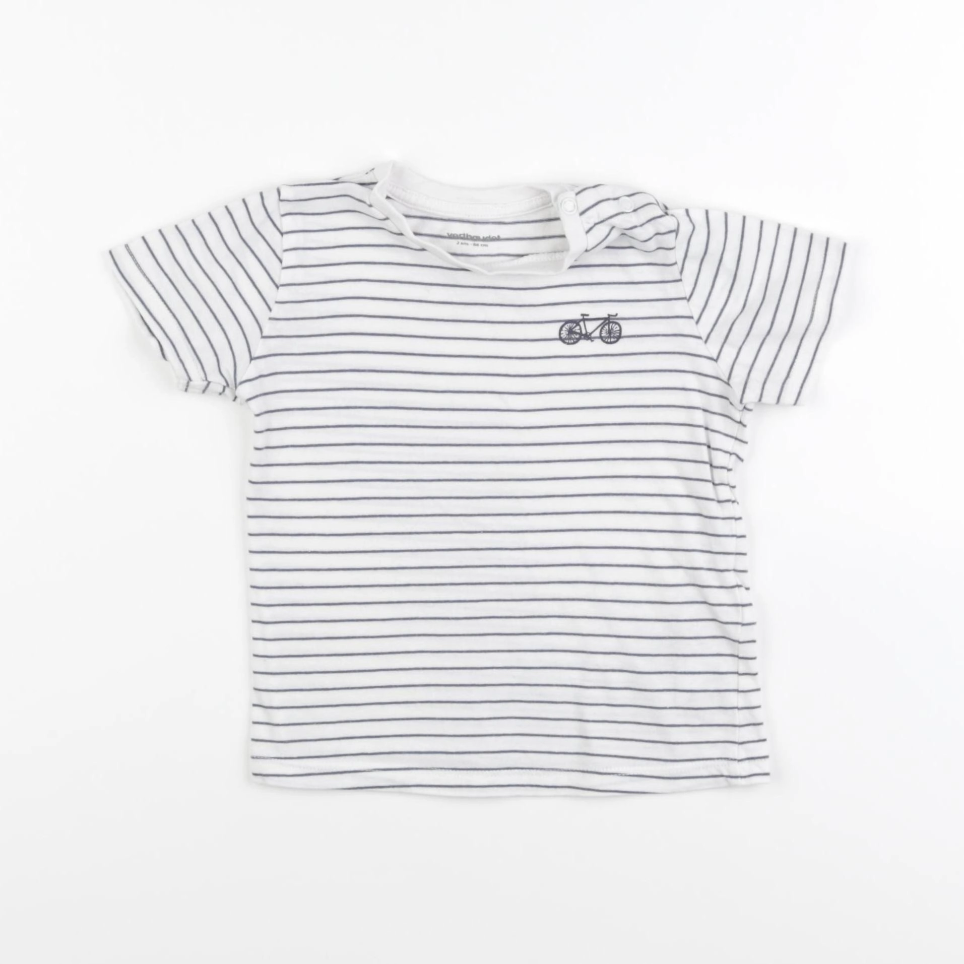 Vertbaudet - tee-shirt bleu, blanc - 2 ans