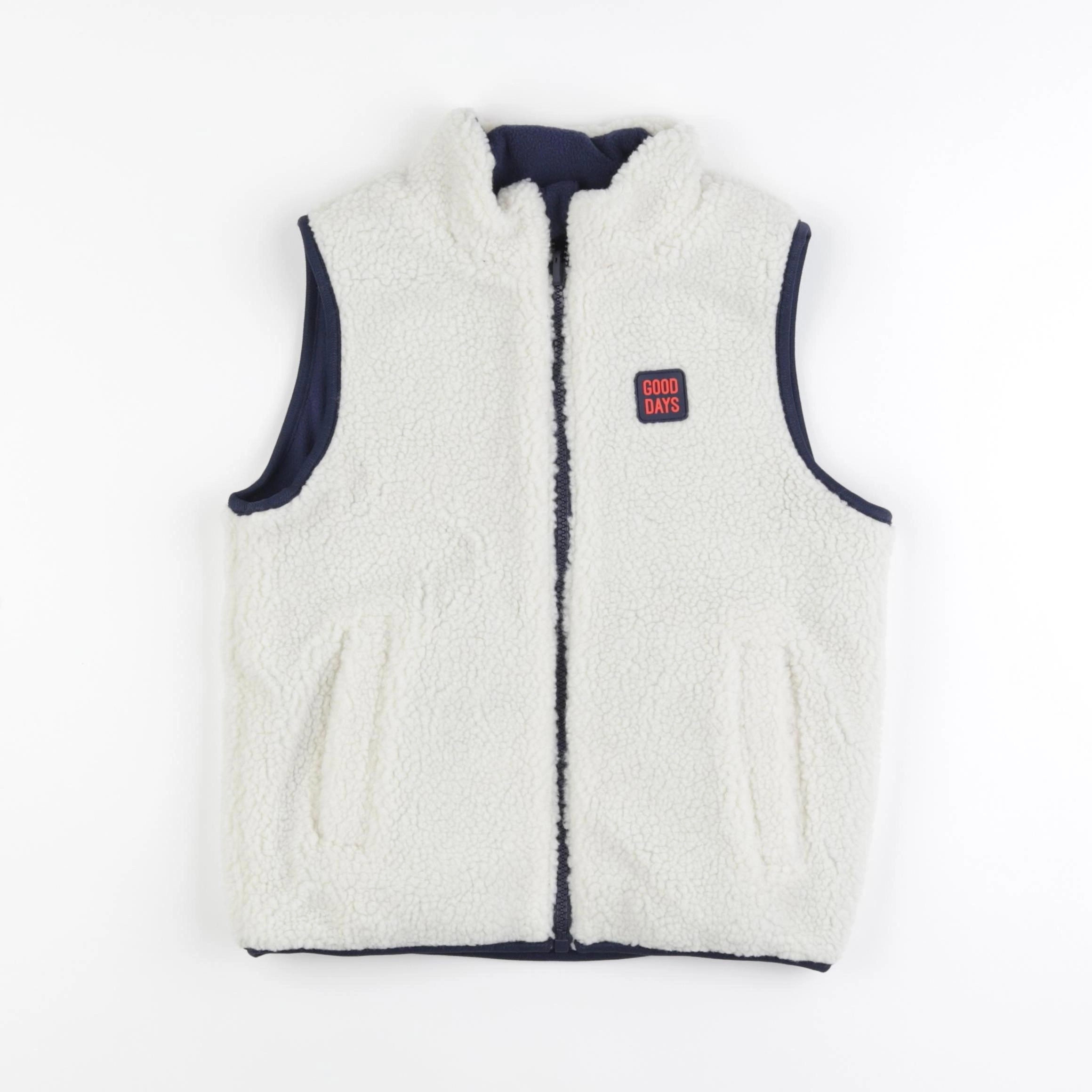 Okaidi - gilet réversible bleu, blanc - 8 ans
