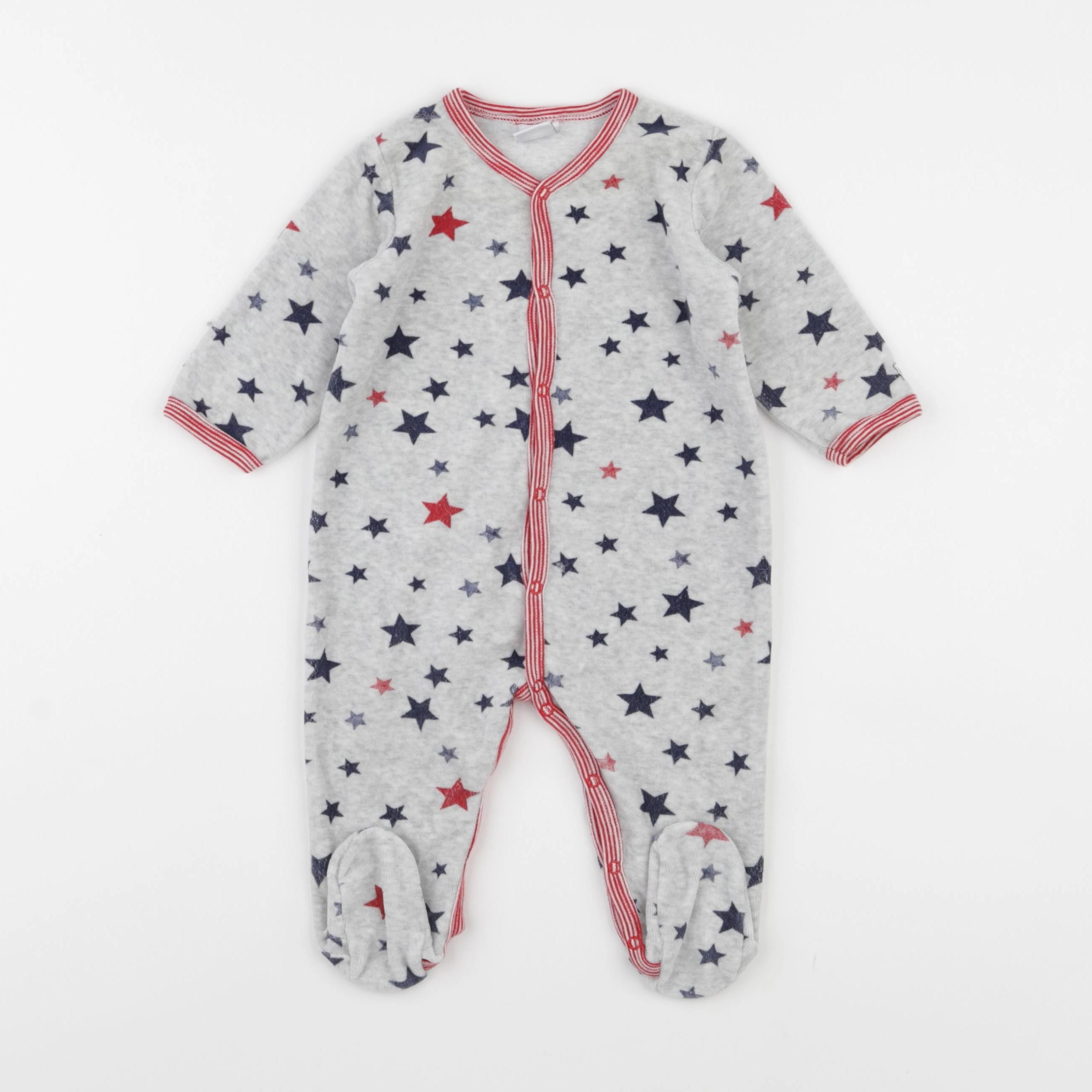 Petit Bateau - pyjama velours gris - 6 mois