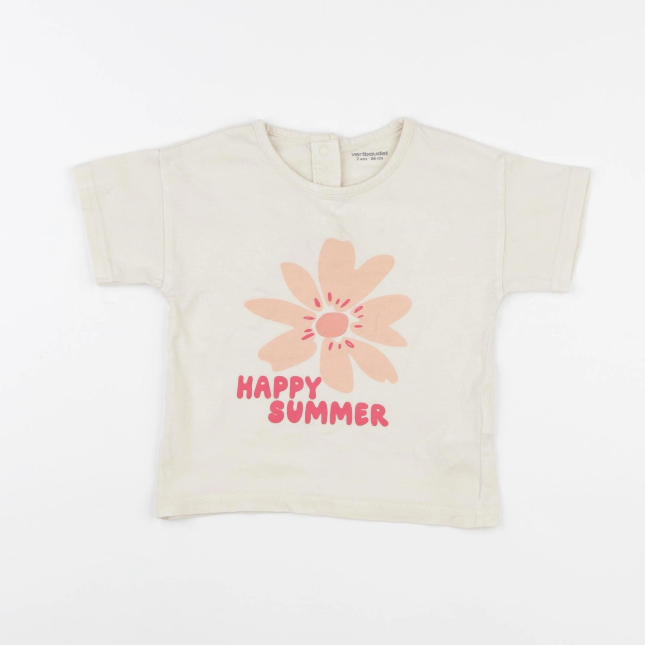 Vertbaudet - tee-shirt beige - 2 ans