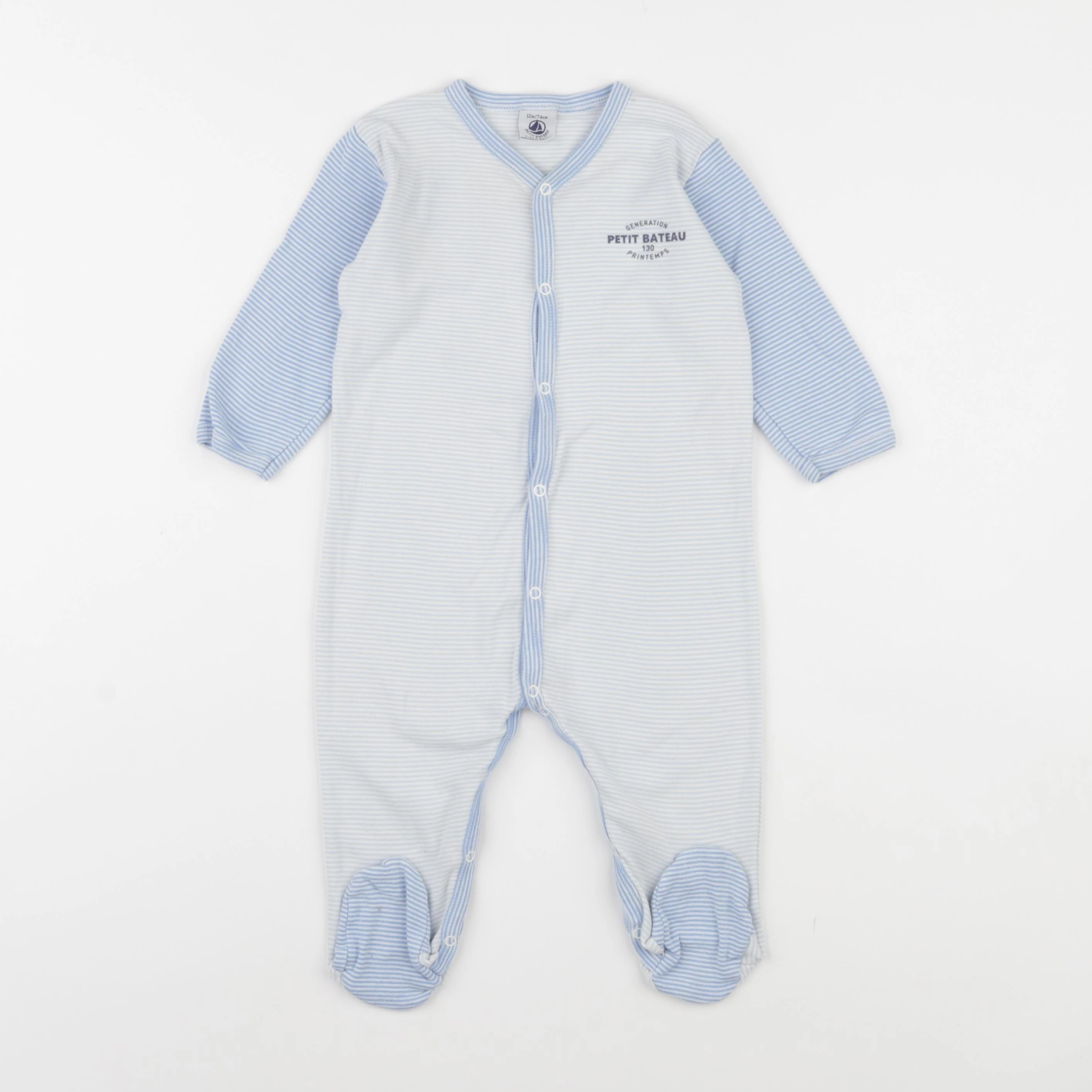 Petit Bateau - pyjama coton bleu - 12 mois