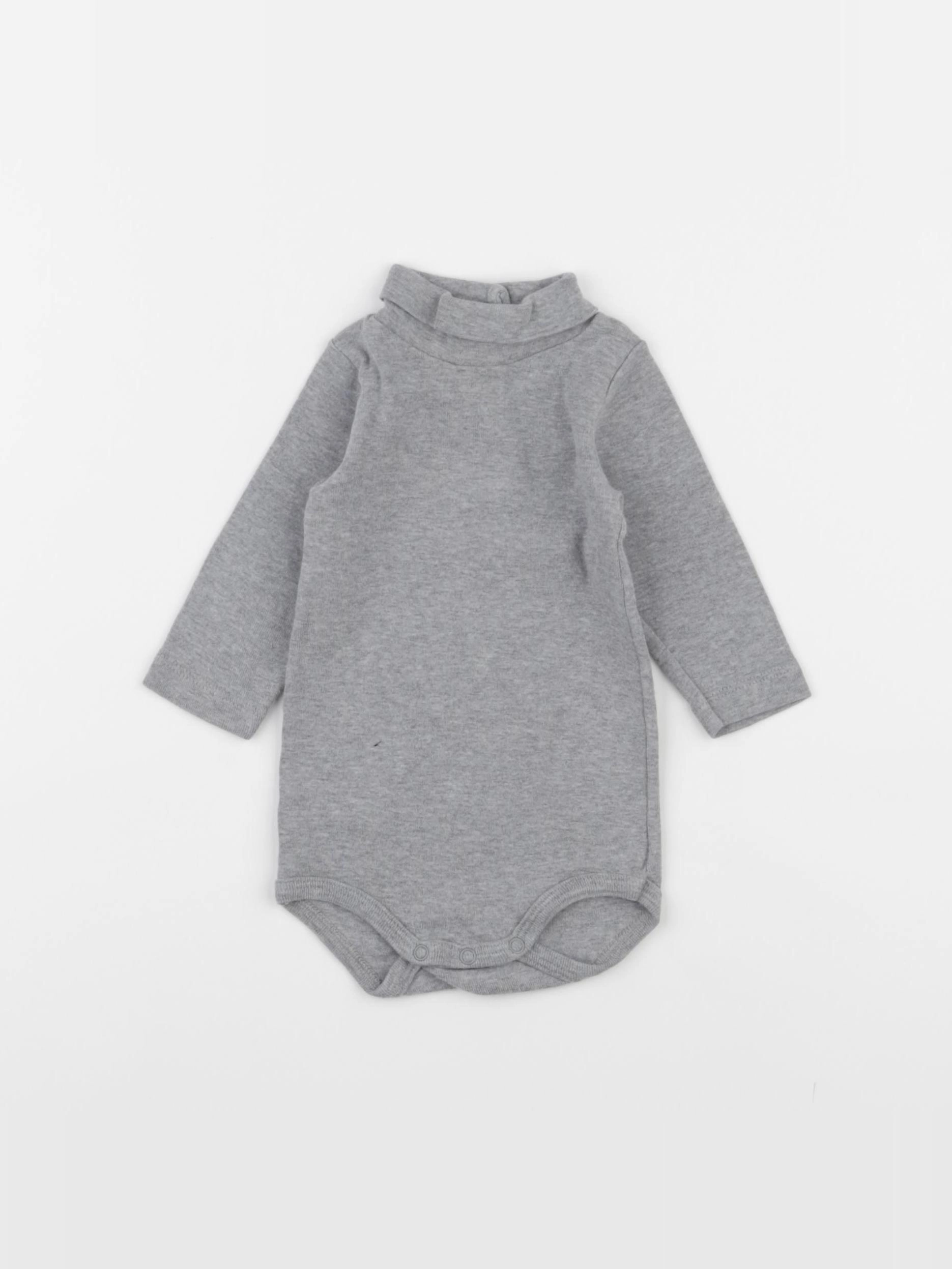 Petit Bateau - body à col gris - 3 mois