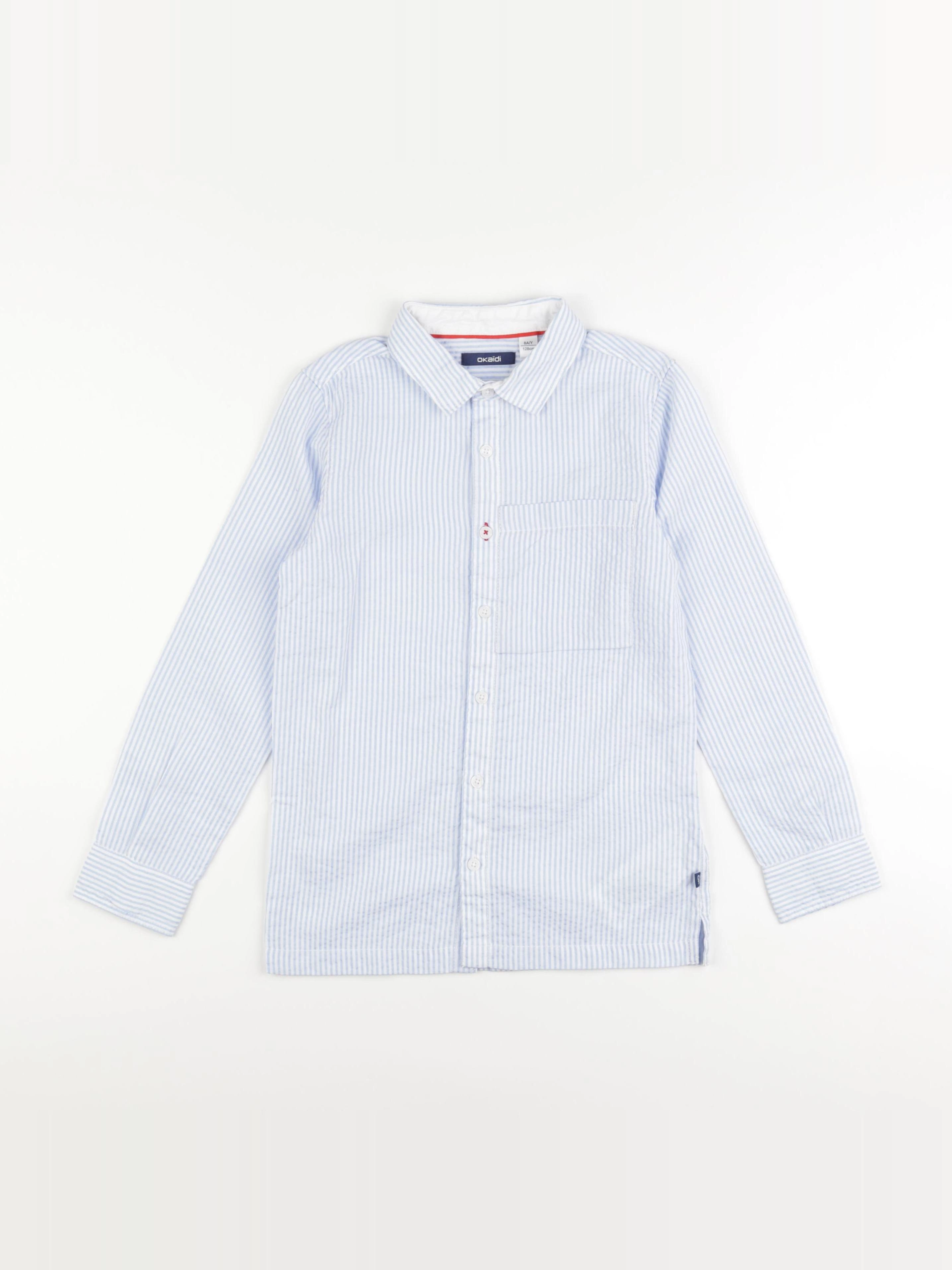 Okaidi - chemise bleu, blanc - 8 ans