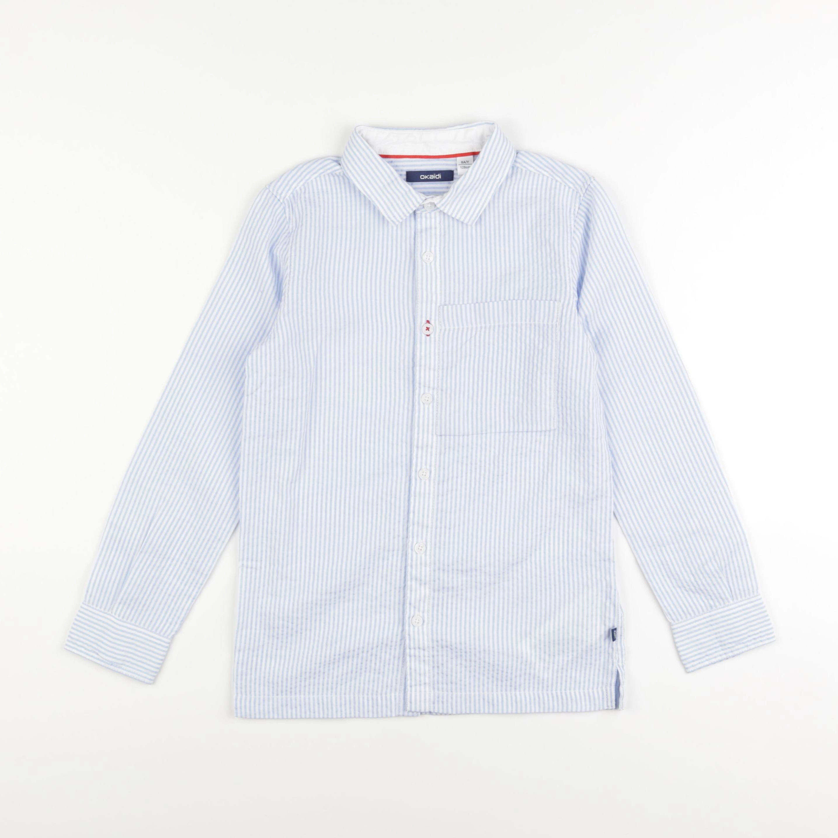 Okaidi - chemise bleu, blanc - 8 ans