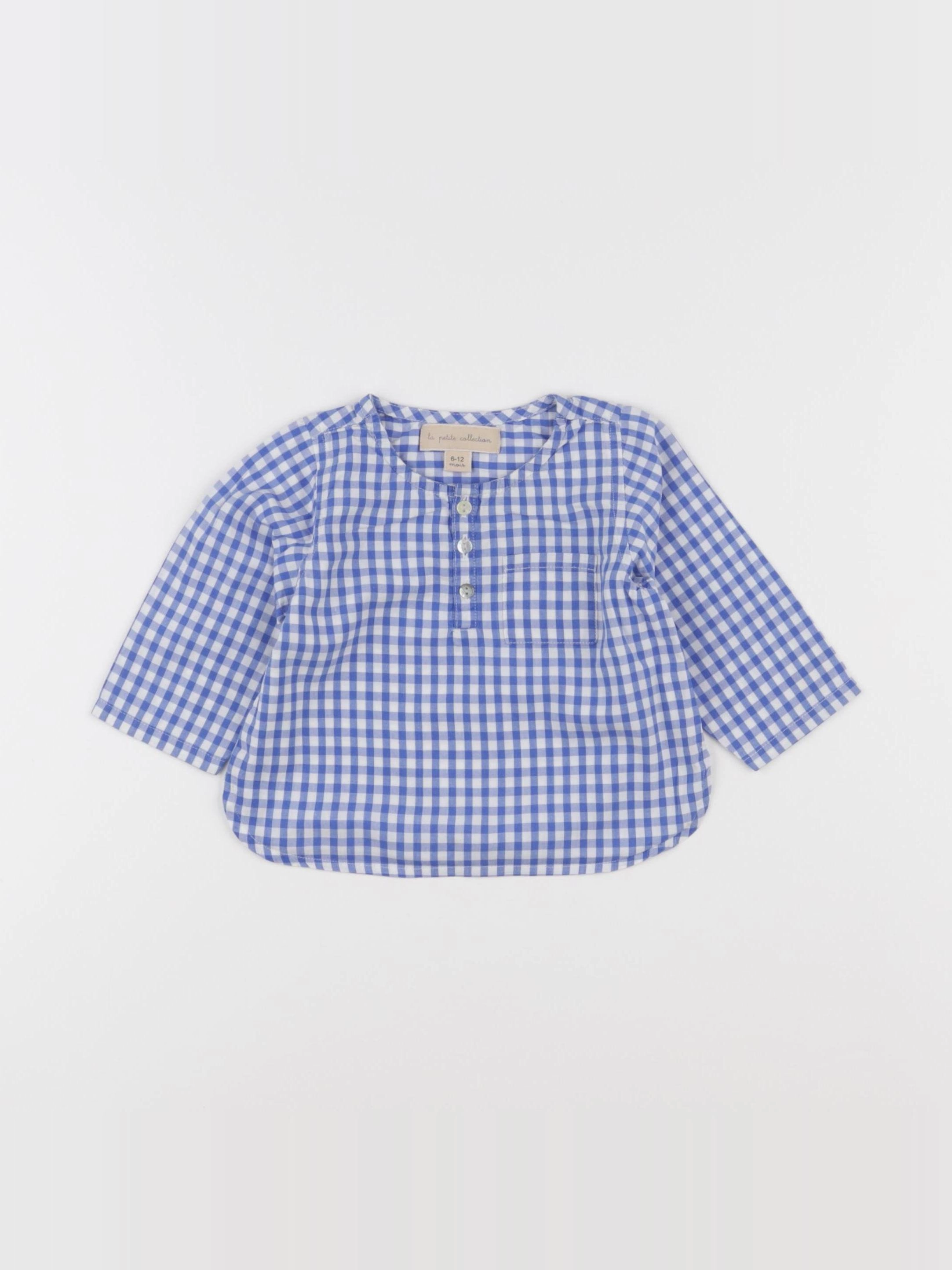 La Petite Collection - blouse bleu, blanc - 6/12 mois