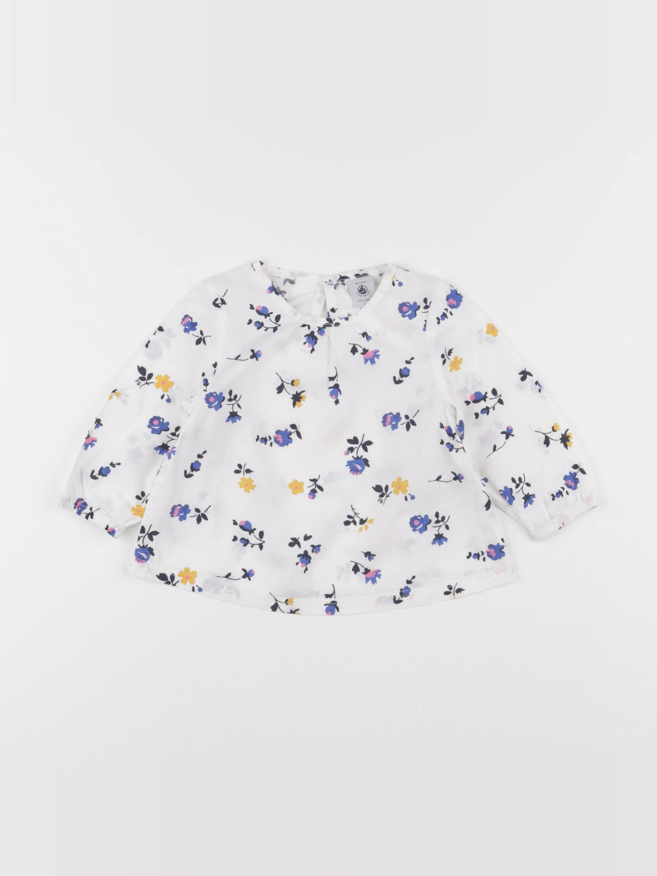 Petit Bateau - blouse blanc, bleu - 6 mois