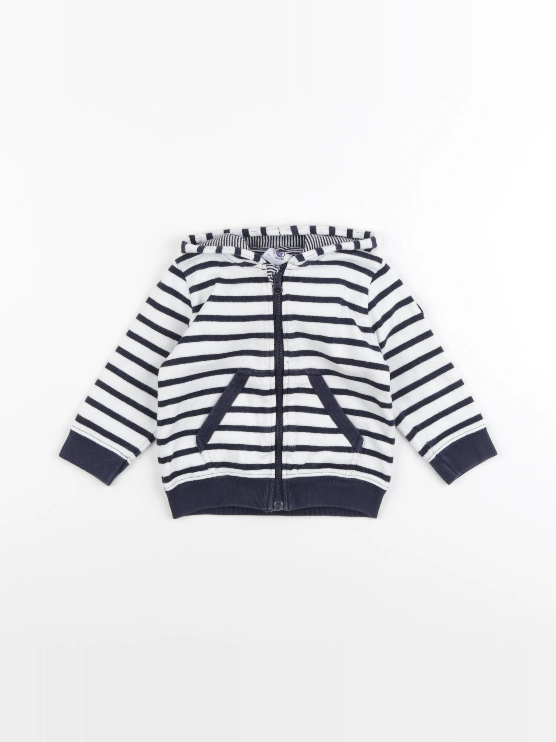Petit Bateau - sweat bleu, blanc - 12 mois