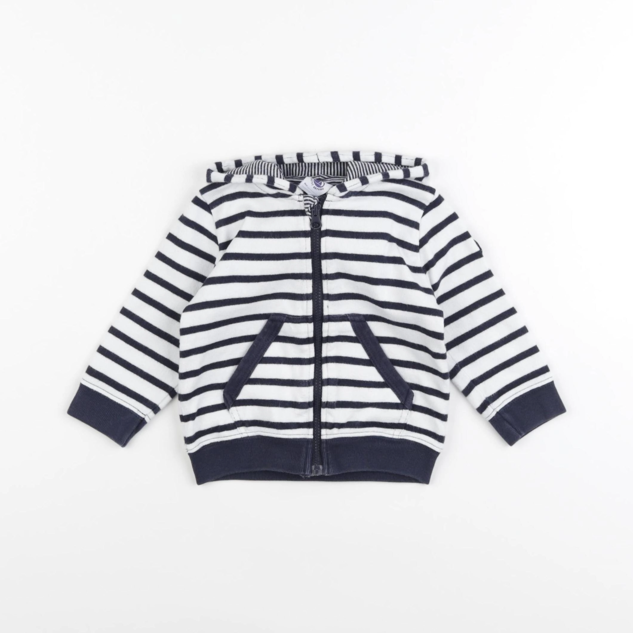 Petit Bateau - sweat bleu, blanc - 12 mois
