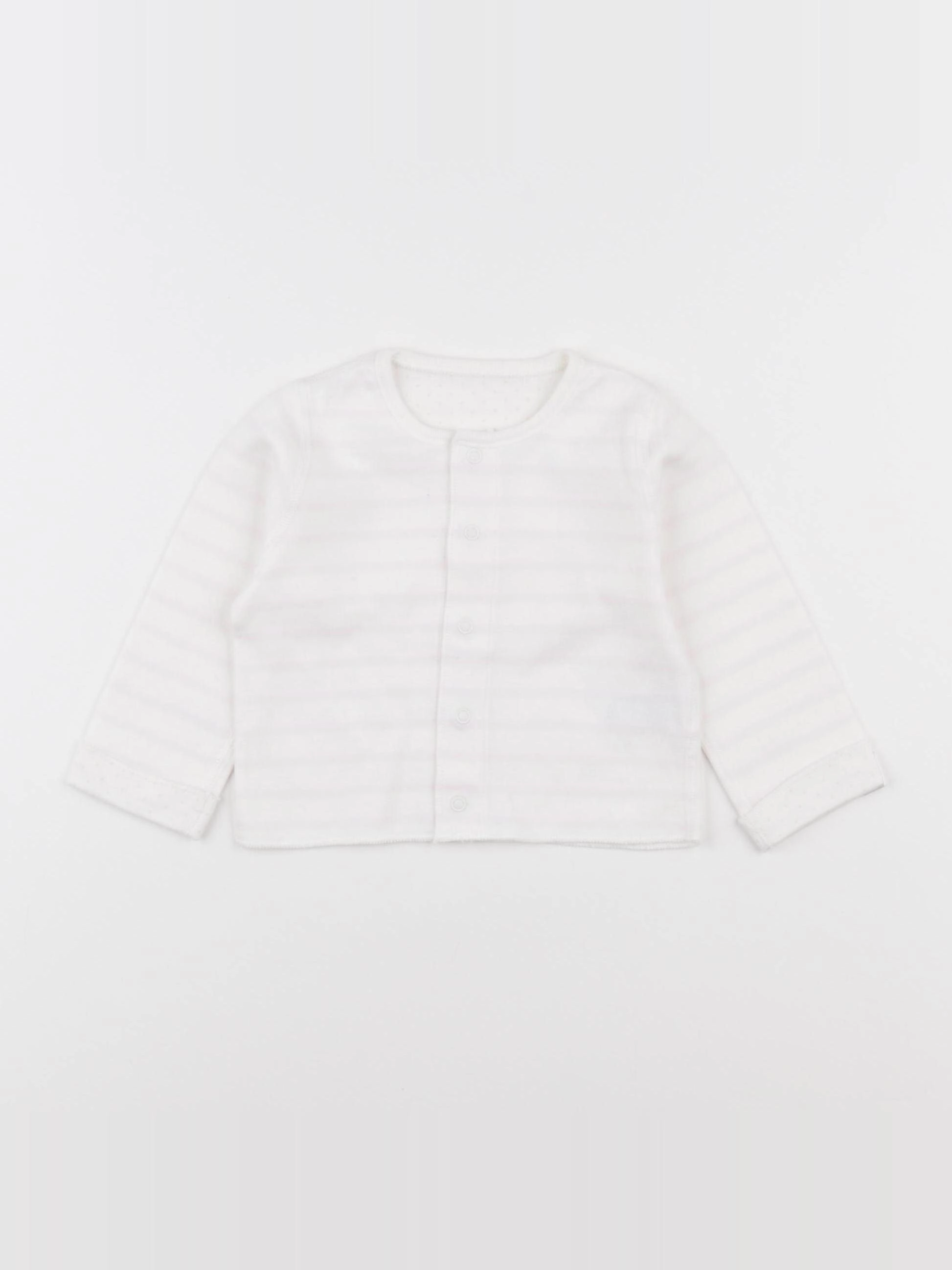 Petit Bateau - tee-shirt blanc, rose - 6 mois