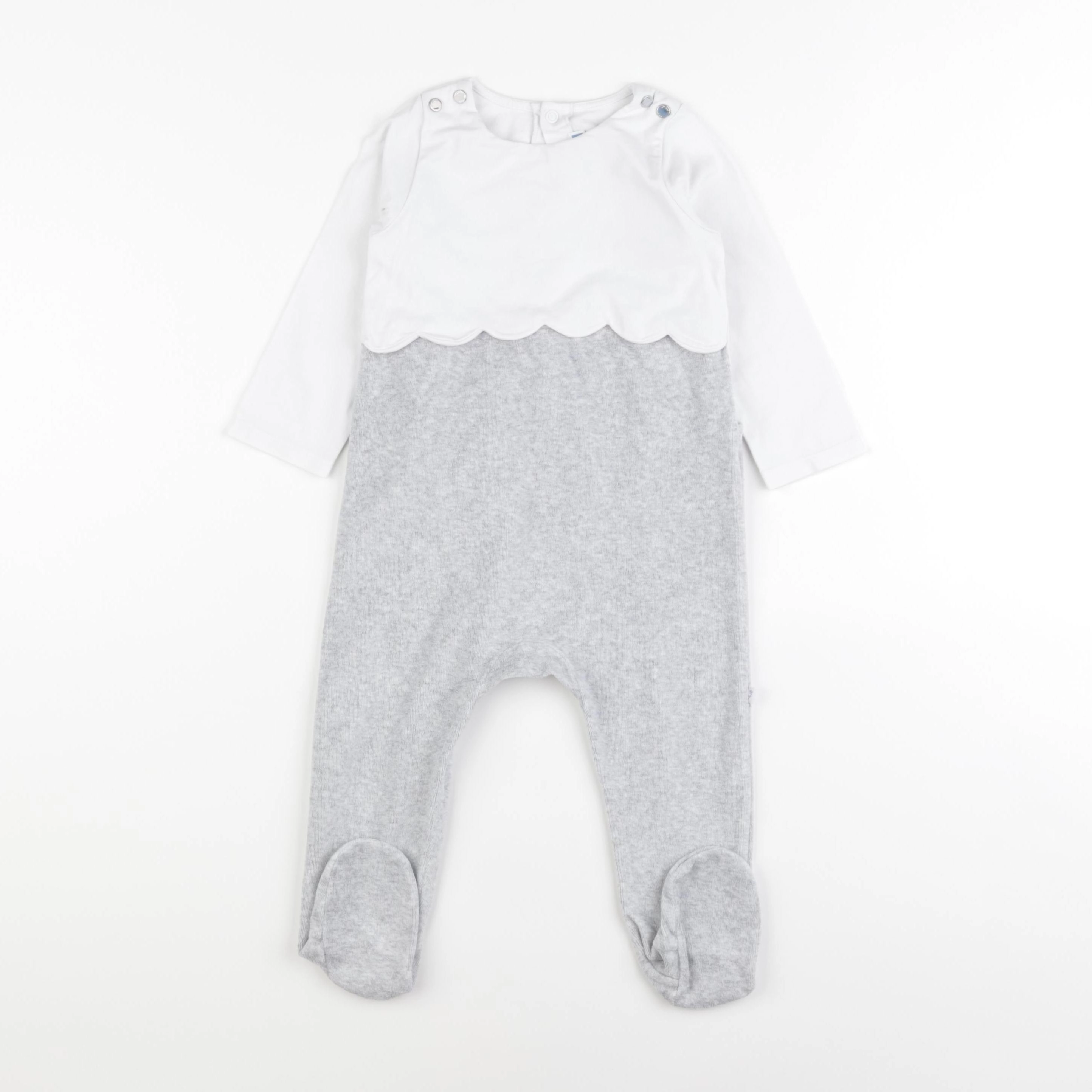 Jacadi - pyjama velours blanc, gris - 18 mois