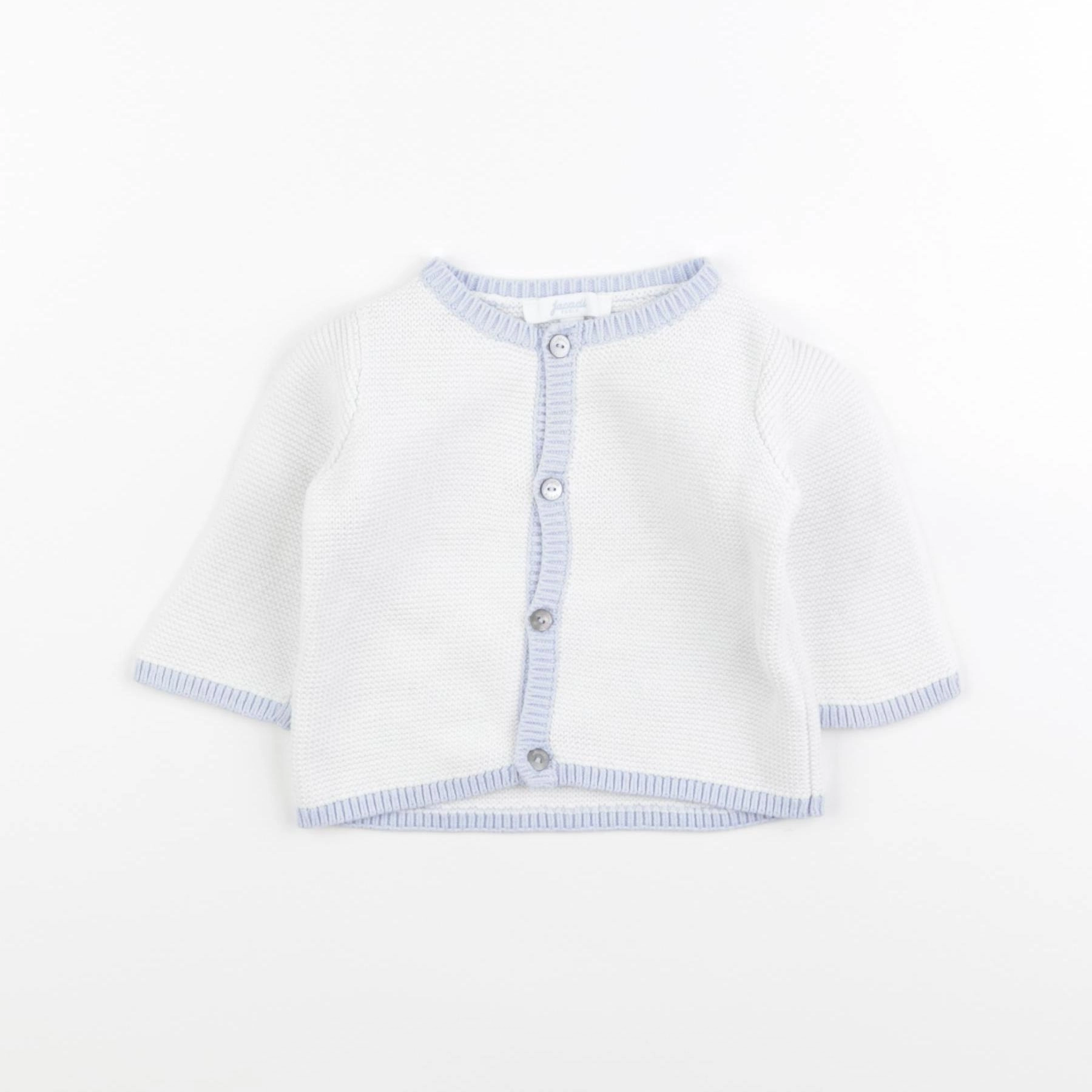 Jacadi - gilet blanc, bleu - 3 mois