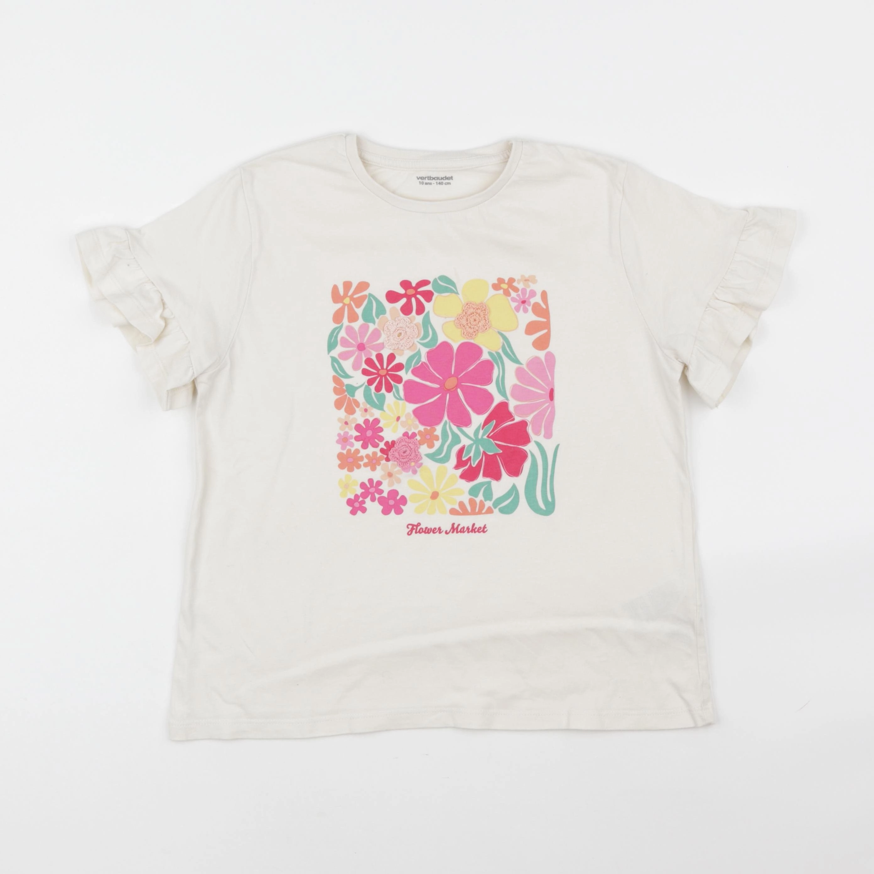 Vertbaudet - tee-shirt beige - 10 ans