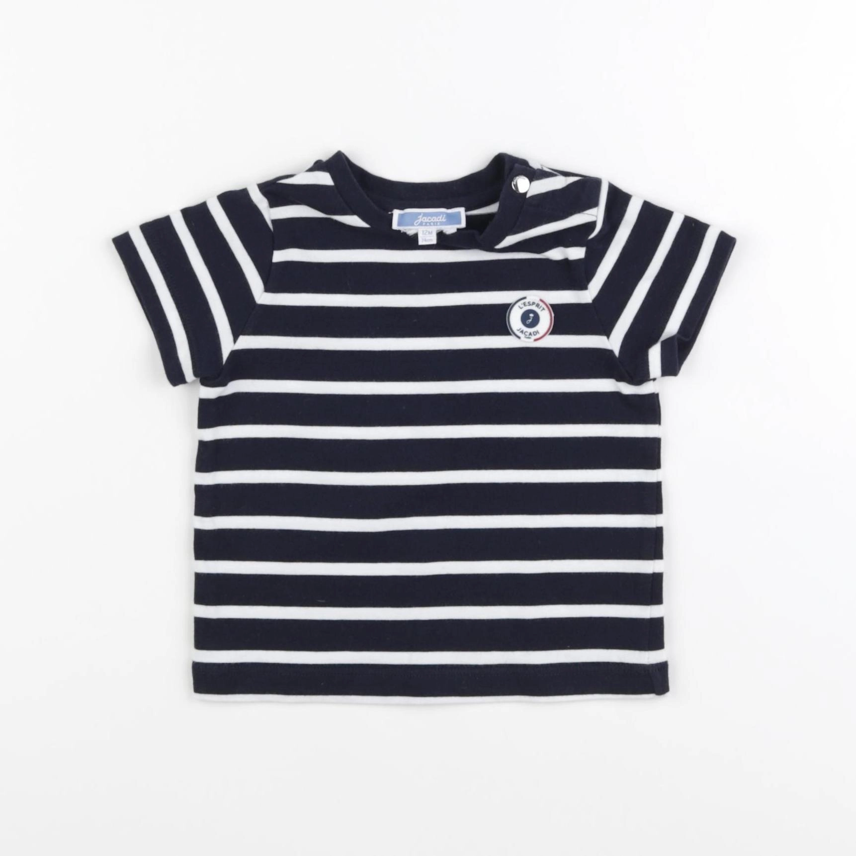 Jacadi - tee-shirt bleu, blanc - 12 mois
