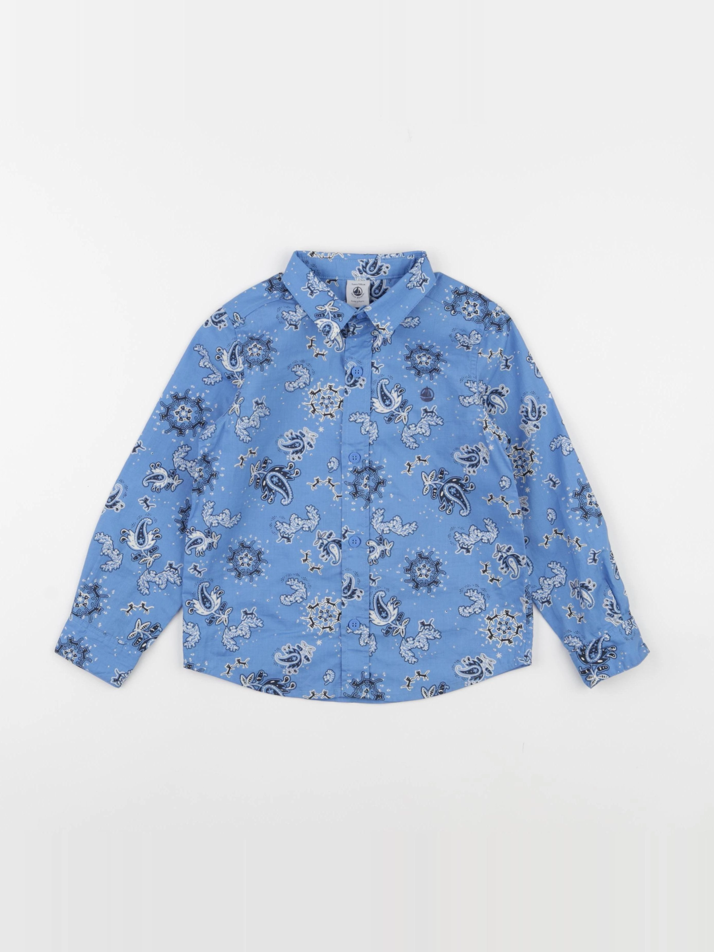 Petit Bateau - chemise bleu - 5 ans