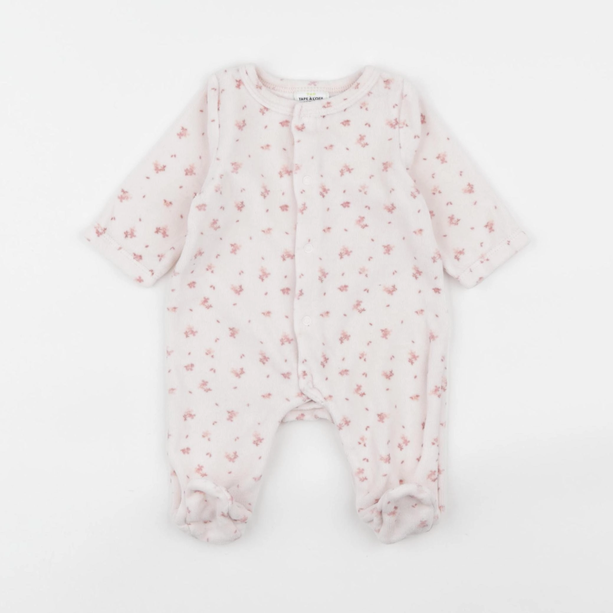 Tape à l'oeil - pyjama velours rose - 1 mois