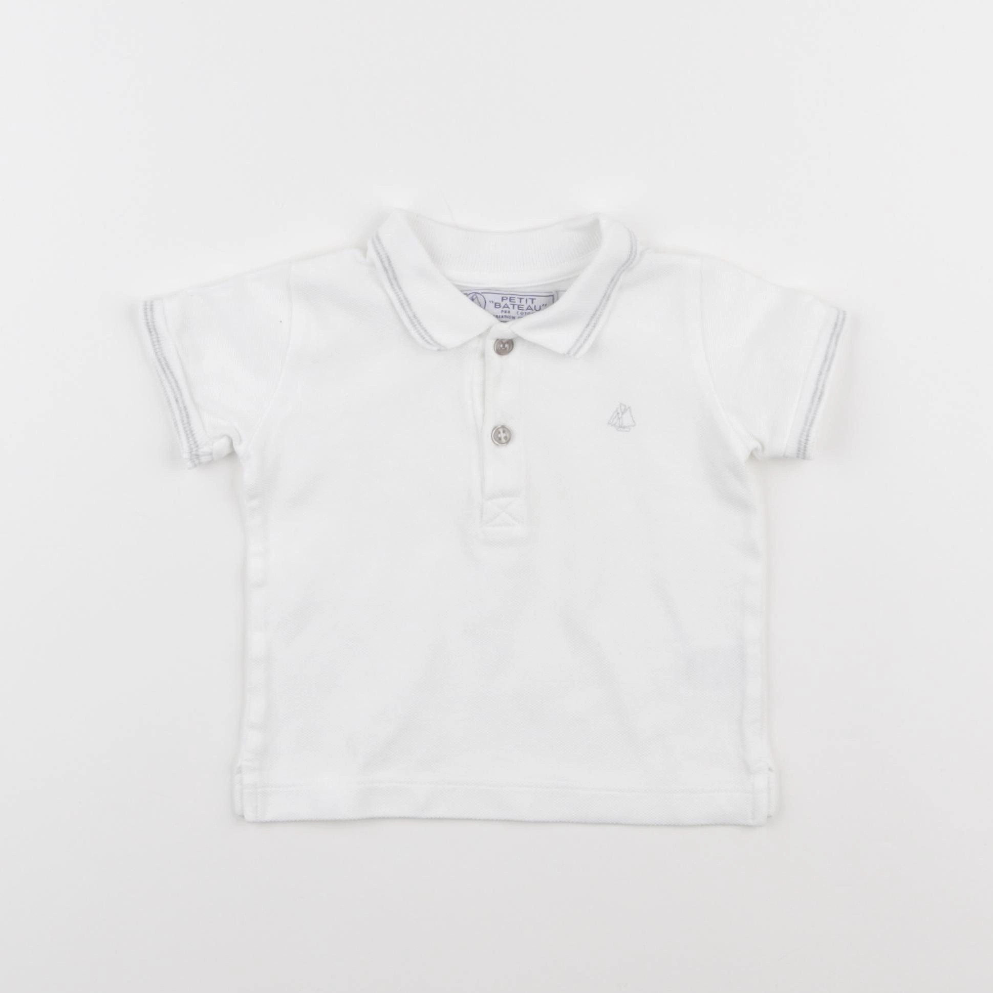 Petit Bateau - polo blanc - 12 mois