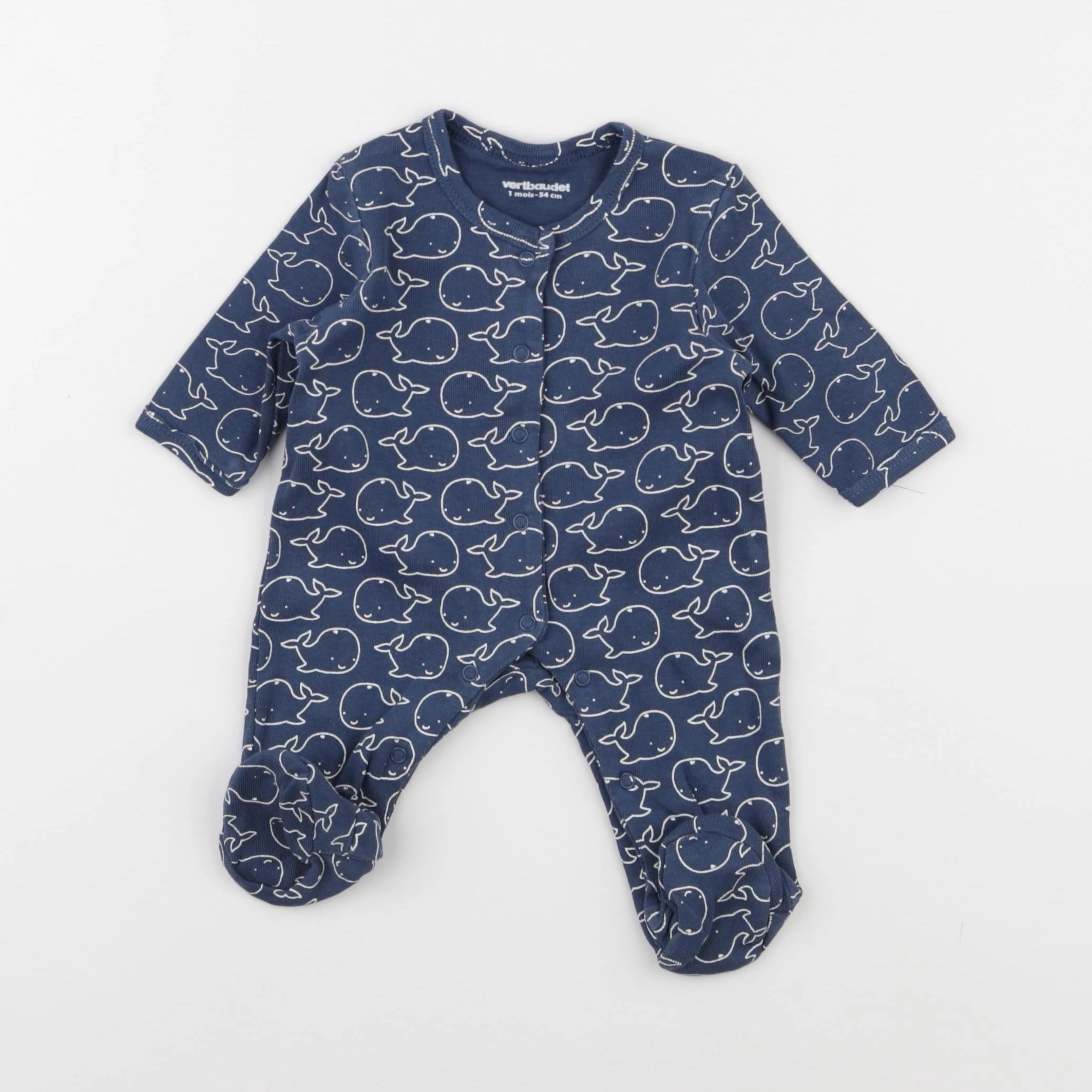 Vertbaudet - pyjama coton bleu - 1 mois