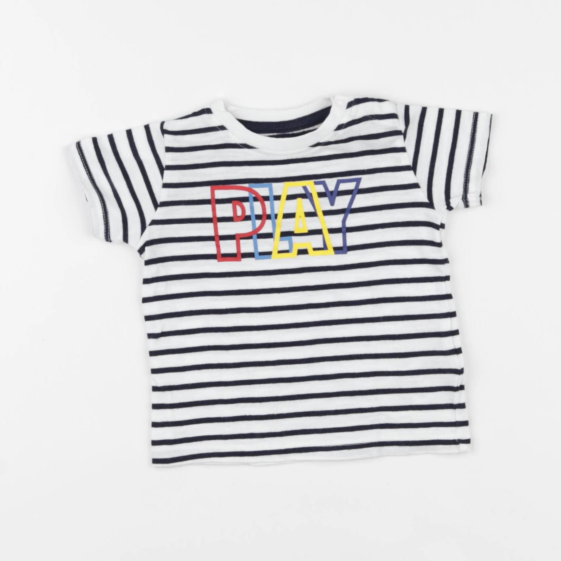Vertbaudet - tee-shirt bleu, blanc - 6 mois